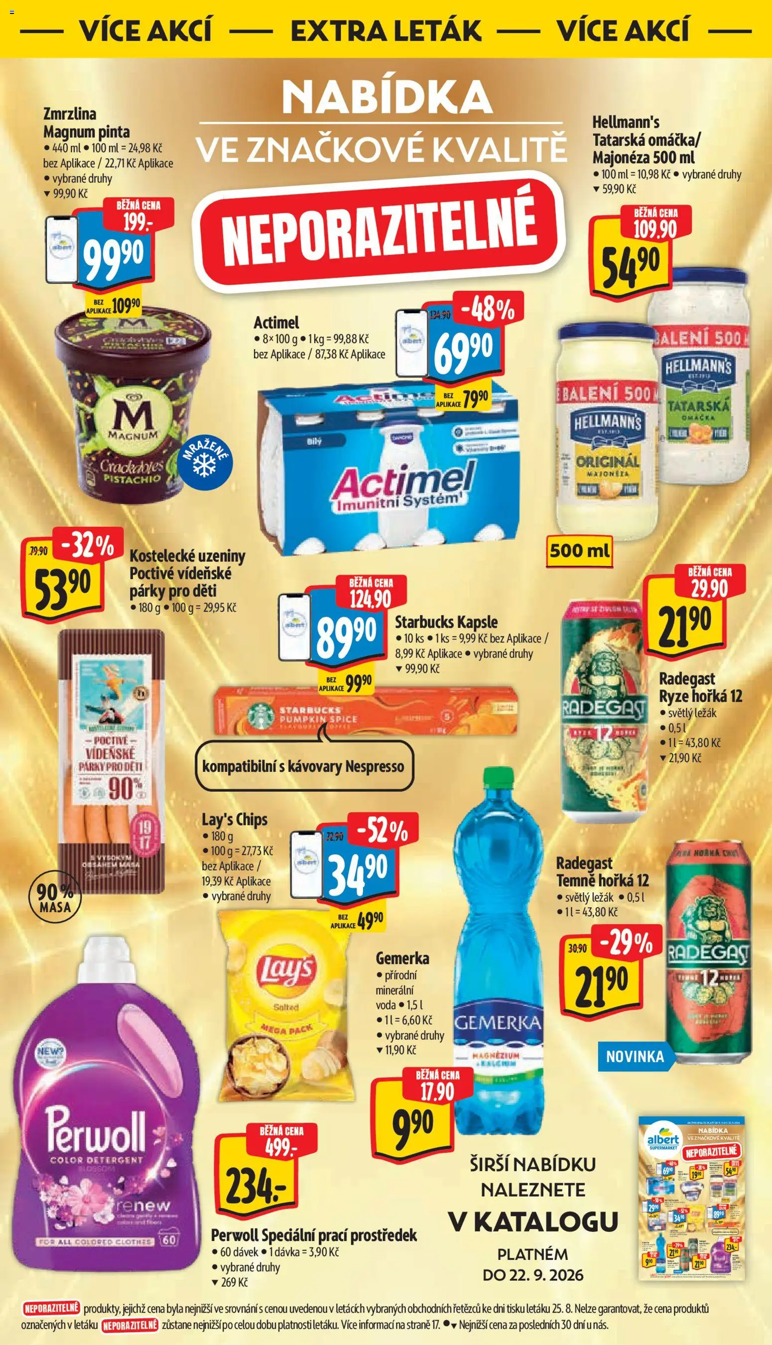 Albert leták - Supermarket -  	Frenštát pod Radhoštěm od 16.09.2026 | Strana: 46 | Produkty: Radegast Ryze Hořká 12, Uzeniny, Magnum, Actimel