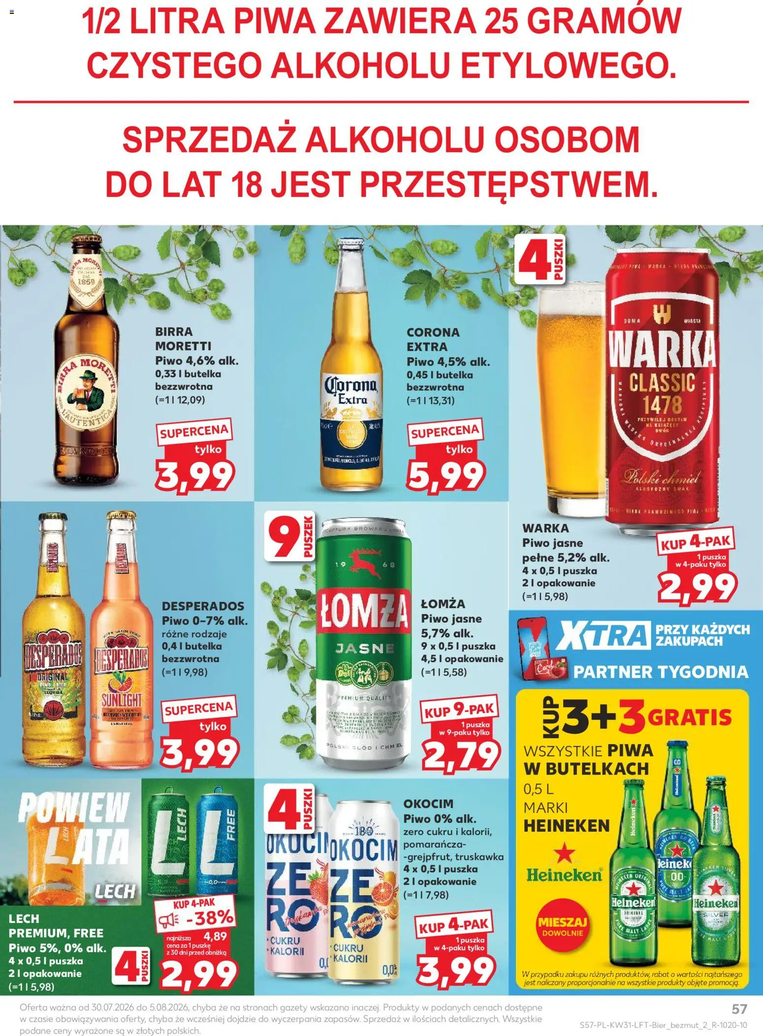 Kaufland gazetka od 30.07.2026 | Strona: 57 | Produkty: Corona Extra, Gazety, Warka, Desperados