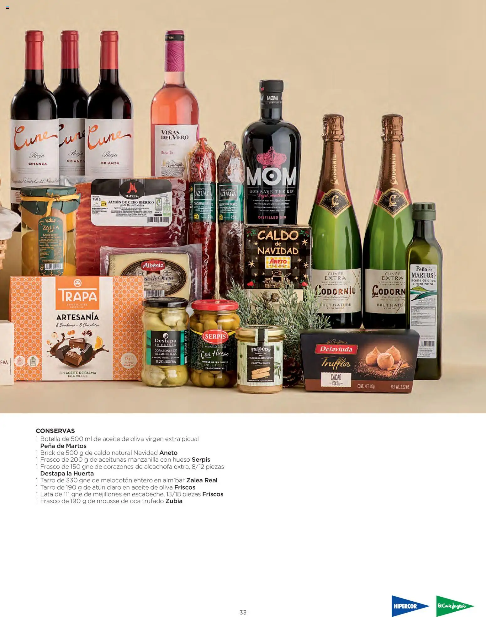 El Corte Inglés Cestas Navidad 2026 Cataluňa │ válido desde el 08/10/2026 | Página: 33 | Productos: Conservas, Atún, Aceite de oliva virgen extra, Atún claro