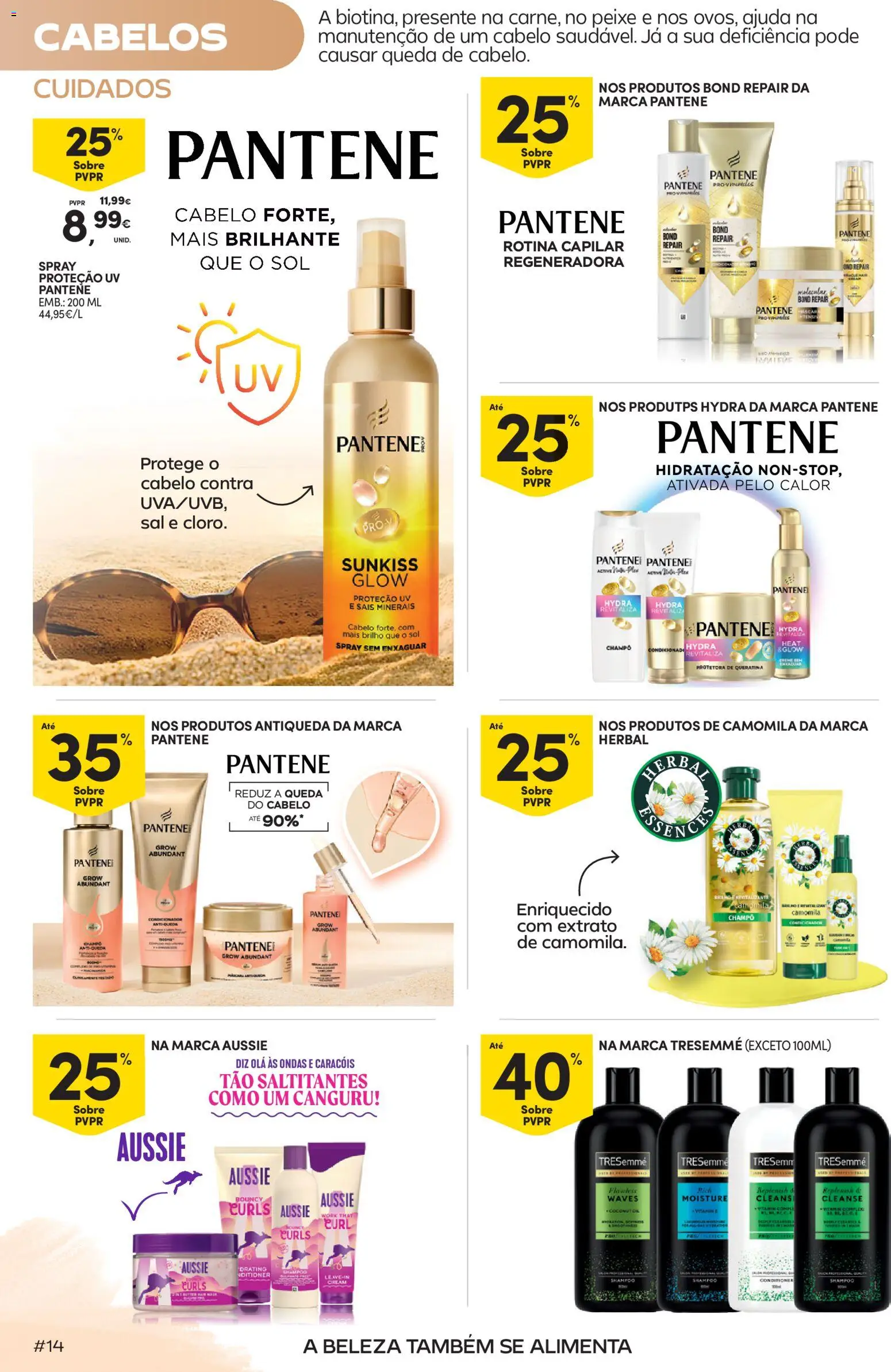 Continente Beleza: Ingridientes para uma pele de verão │ válido de 19.05.2026 | Página: 14 | Produtos: Shampoo, Condicionador, Sal, Peixe