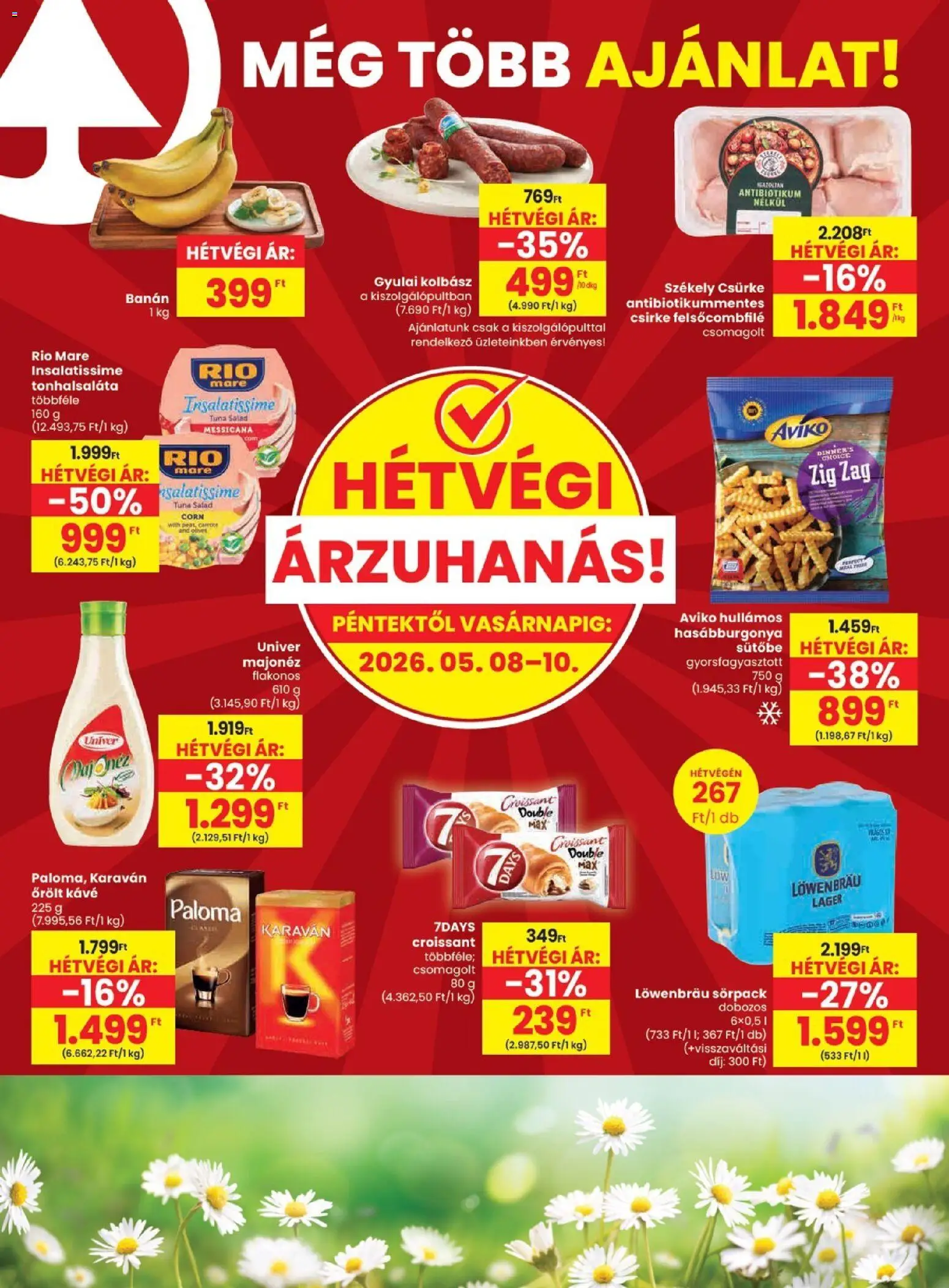 Spar akciós ujság - amely érvényes a következő dátumtól: 07.05.2026 | Oldal: 20 | Termékek: Croissant, Kávé, Banán, Majonéz