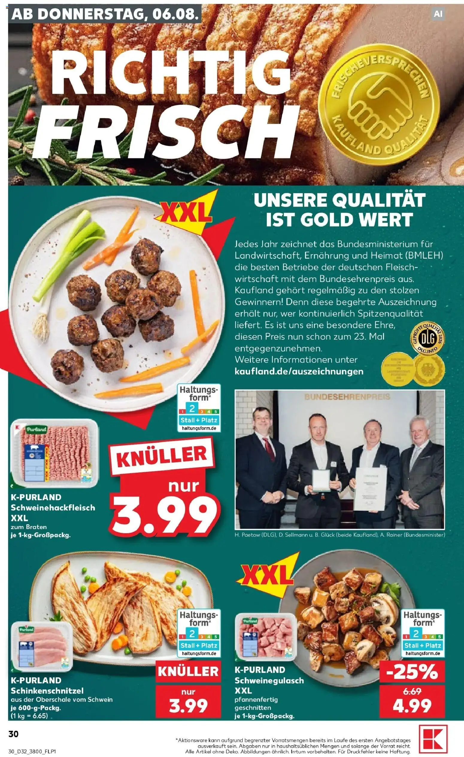 Prospekt Kaufland ab 06.08.2026 » Angebote Online zum Blättern | Seite: 30 | Produkte: Schweinegulasch, Fleisch