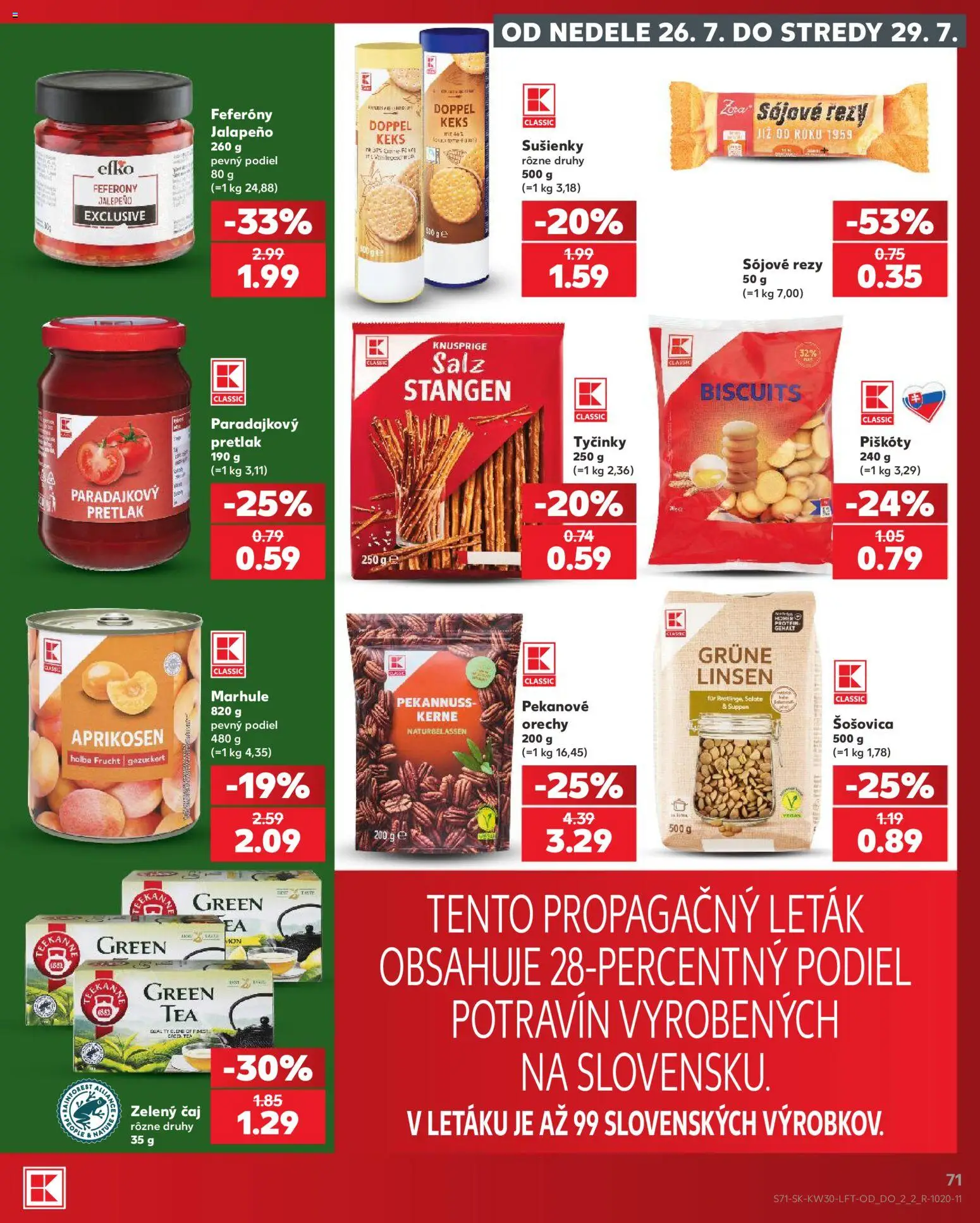 Nové Kaufland akcie – leták je platný od 23.07.2026 | Strana: 71 | Produkty: Čaj, Šošovica, Orechy, Marhule