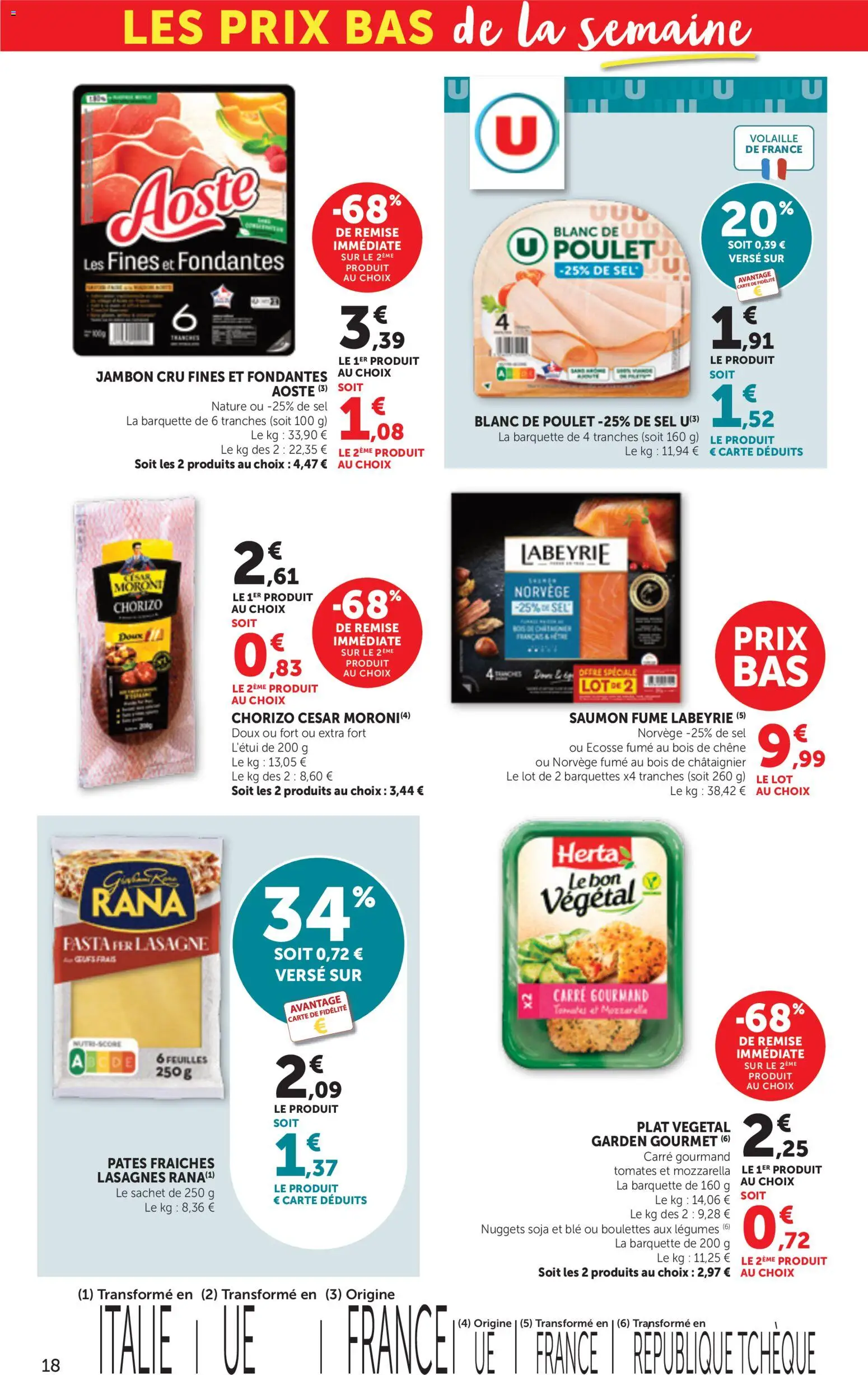 {H1} | Page: 18 | Produits: Lasagnes, Jambon, Tomates, Saumon