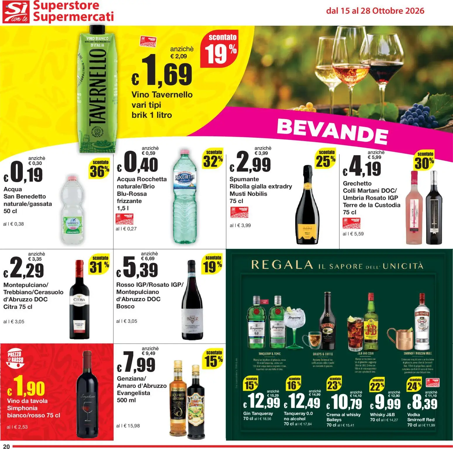 Volantino Sì con Te del 15/10/2026 | Pagina: 20 | Prodotti: Crema, Gin, Spumante, Liquore