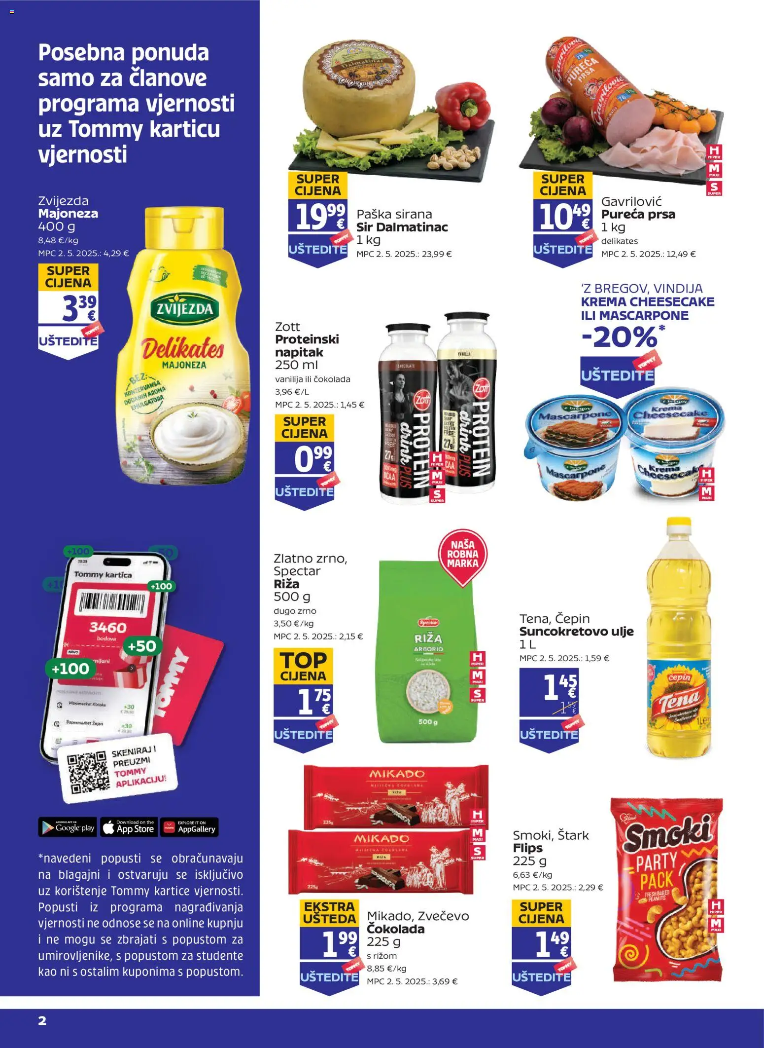 Tommy katalog | vrijedi od 28.05.2026 | Stranica: 2 | Proizvodi: Vindija, Čokolada, Riža, Majoneza
