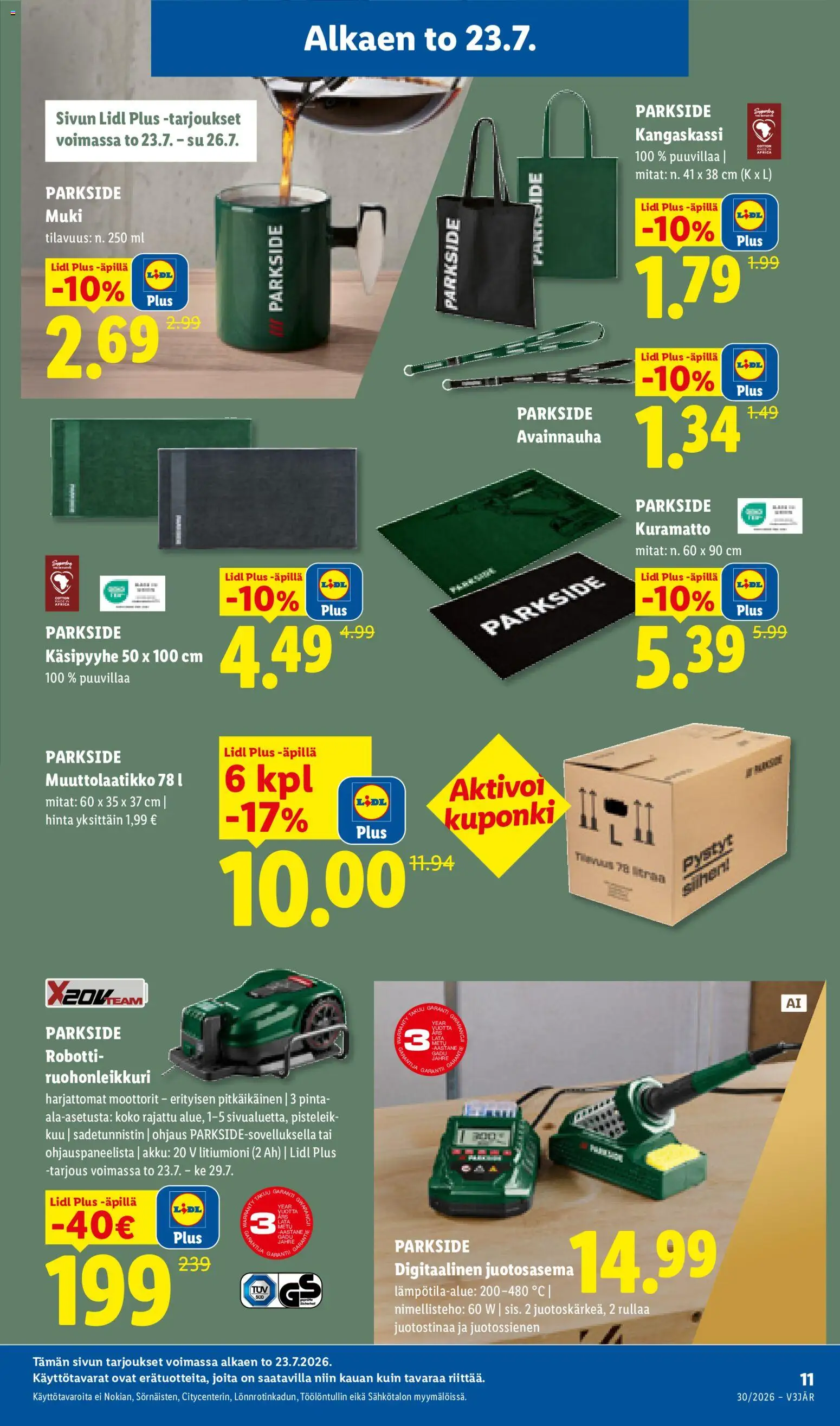 Lidl tarjoukset - Helsinki – voimassa 23/07/2026 alkaen | Sivu: 19 | Tuotteet: Robotti, Ruohonleikkuri, Muki, Akku