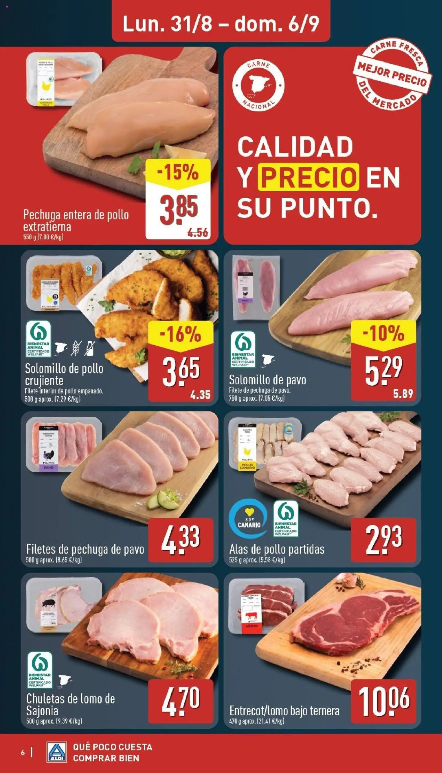 Aldi folleto Canarias │ válido desde el 31/08/2026 | Página: 6 | Productos: Filetes de pechuga, Filete, Filetes de pechuga de pavo, Pollo