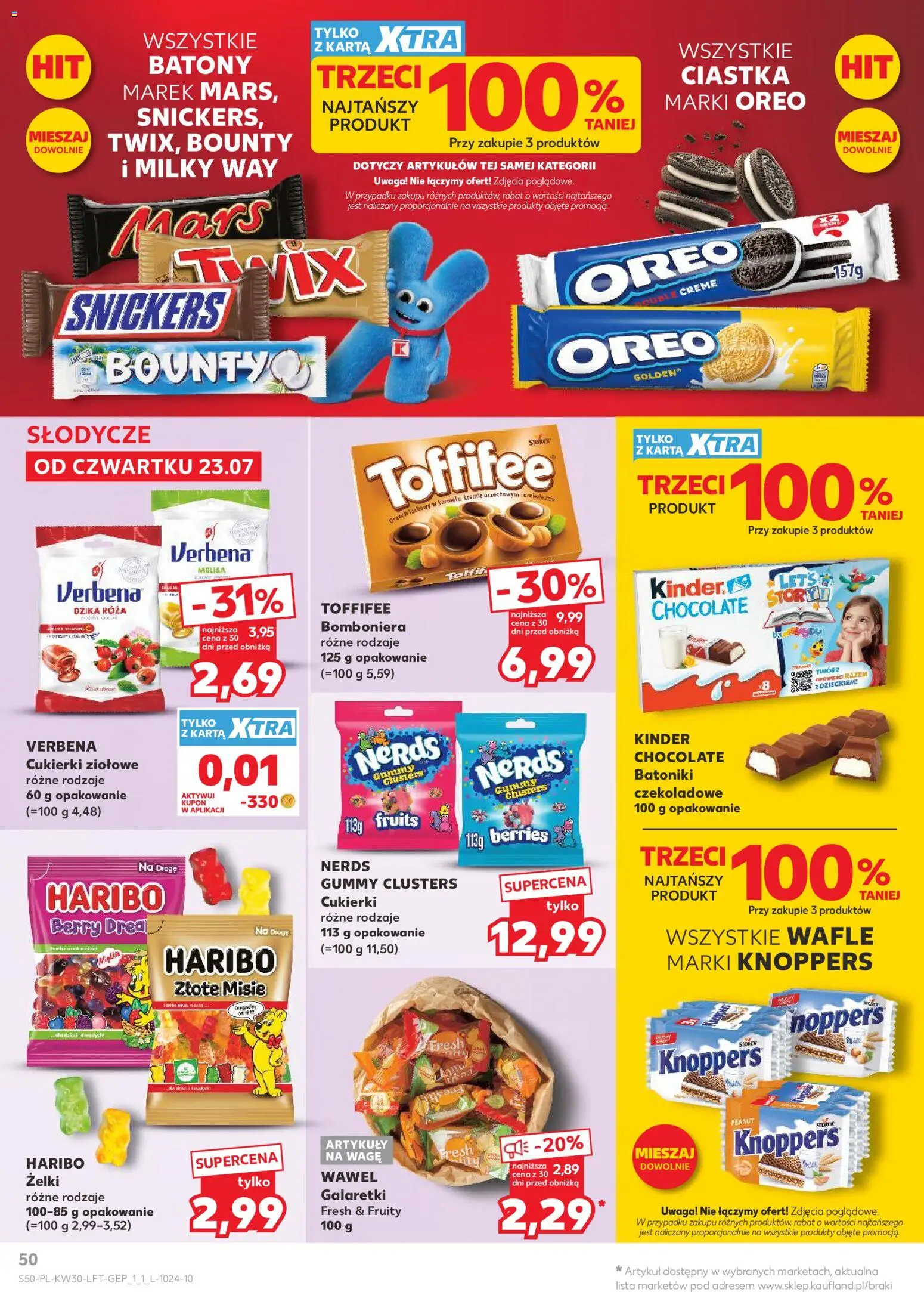 Kaufland gazetka od 23.07.2026 | Strona: 50 | Produkty: Karta, Galaretki, Wafle, Ciastka