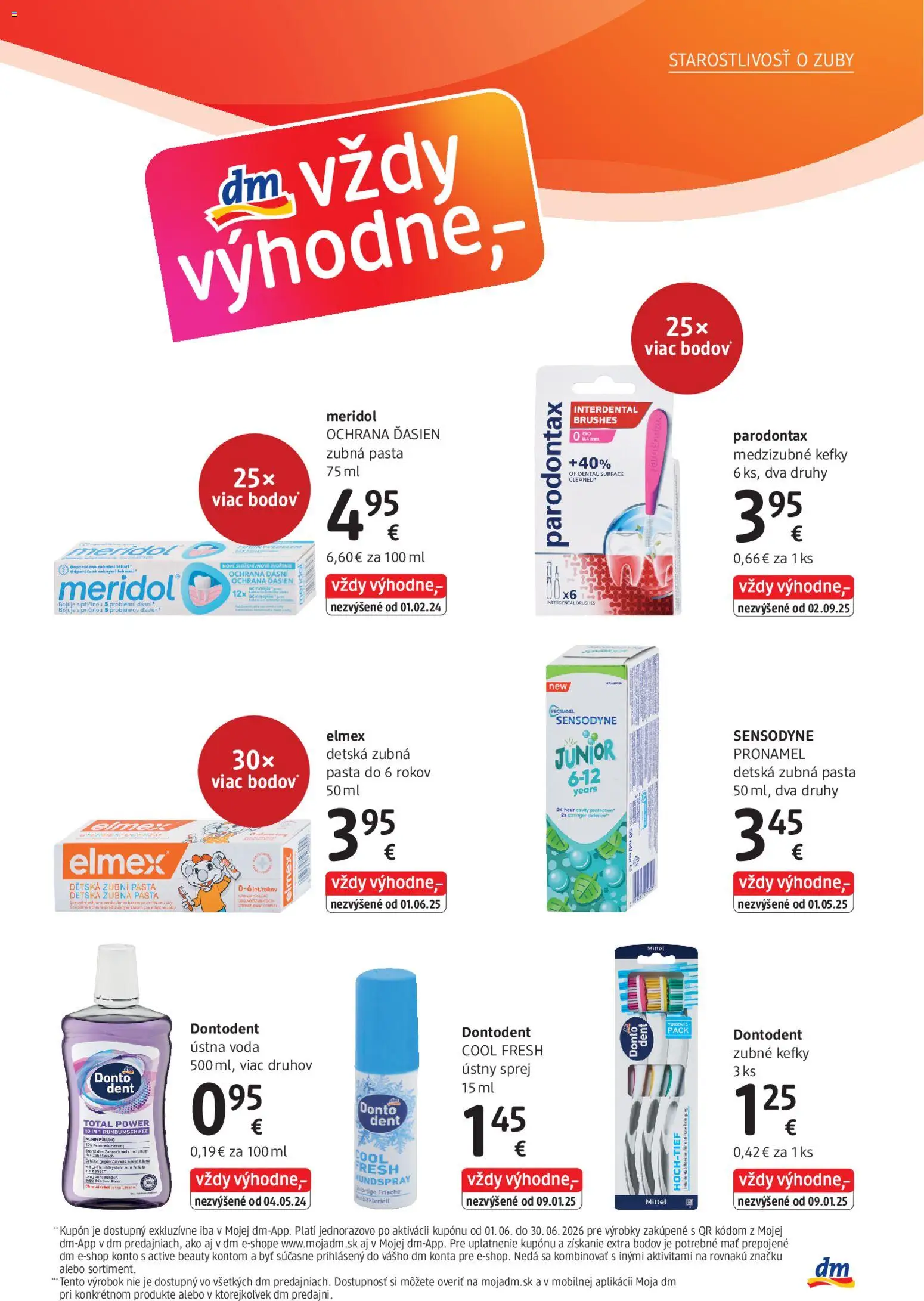Nové dm drogerie akcie – leták je platný od 01.06.2026 | Strana: 21 | Produkty: Zubná pasta, Ústna voda, Voda