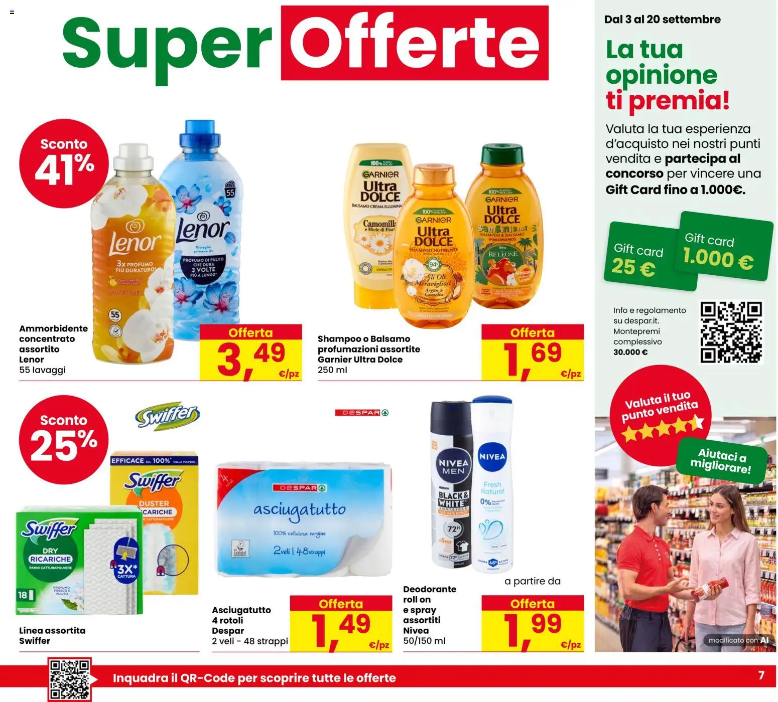 Volantino Despar del 03/09/2026 | Pagina: 7 | Prodotti: Deodorante, Ammorbidente, Fiori, Miele