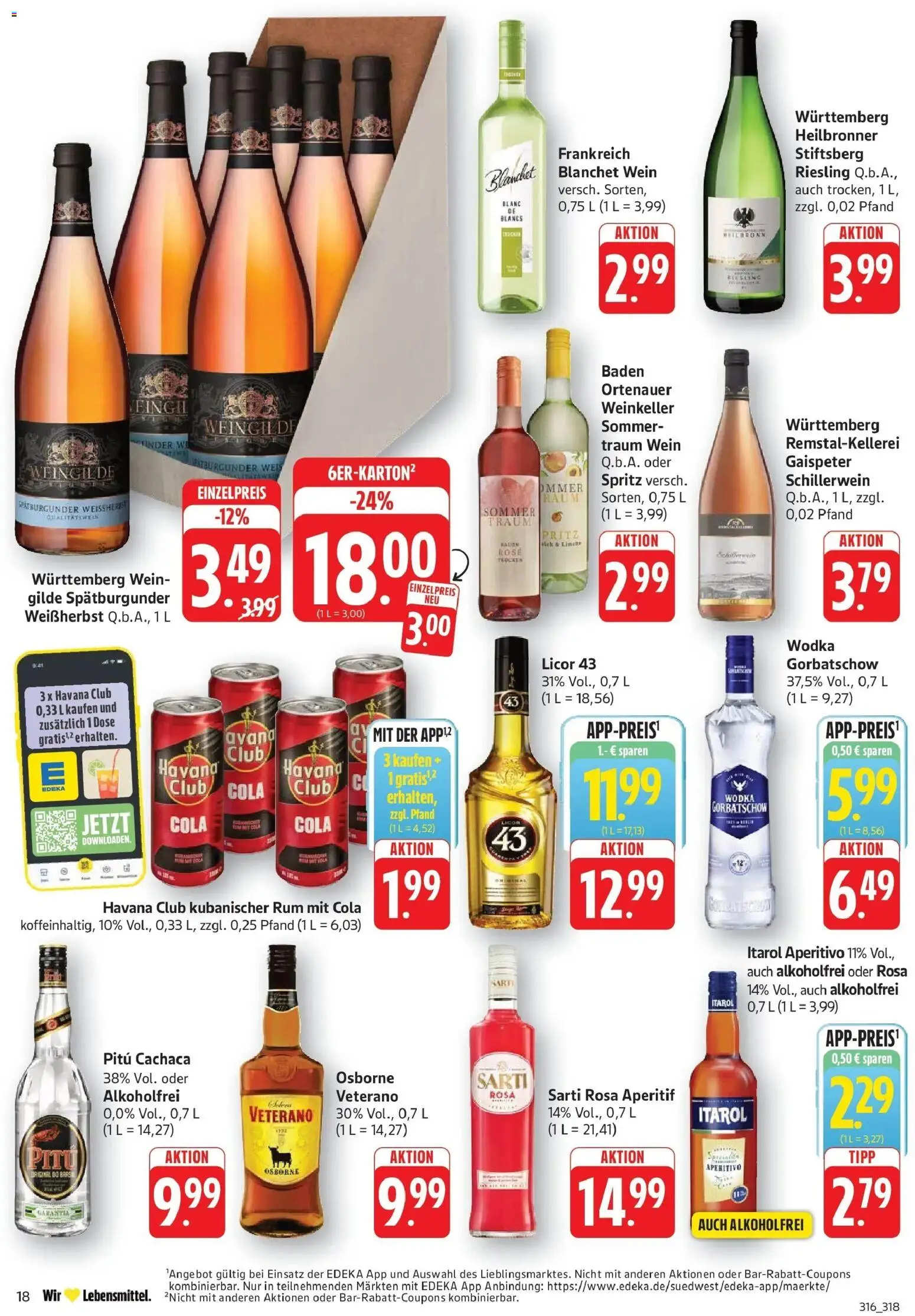 Edeka prospekt Göppingen – gültig ab 13.07.2026 | Seite: 18 | Produkte: Osborne, Rum, Wein, Wodka