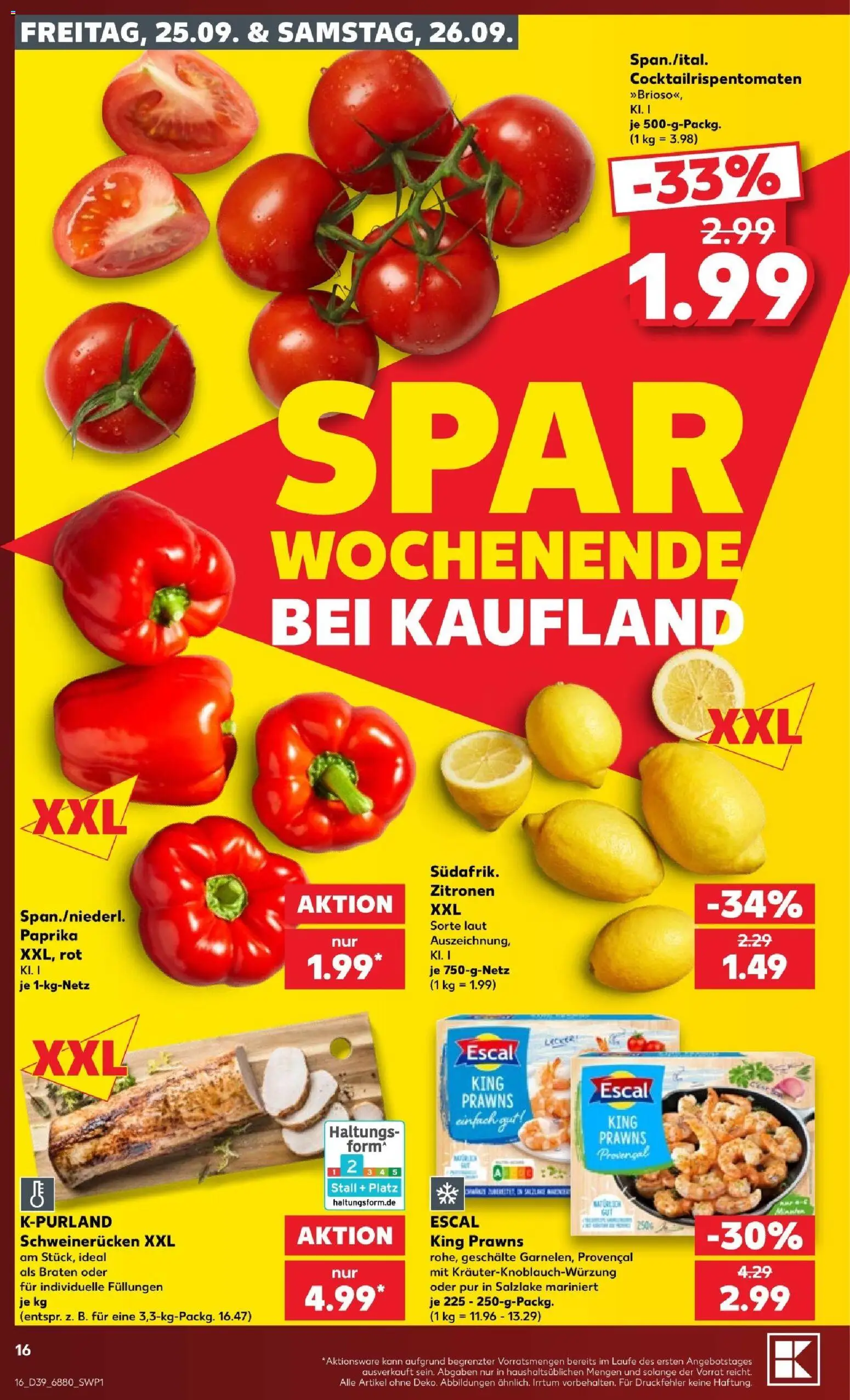 Kaufland Prospekt Völklingen – gültig ab 24.09.2026 | Seite: 16 | Produkte: Paprika, Schweinerucken, Zitronen