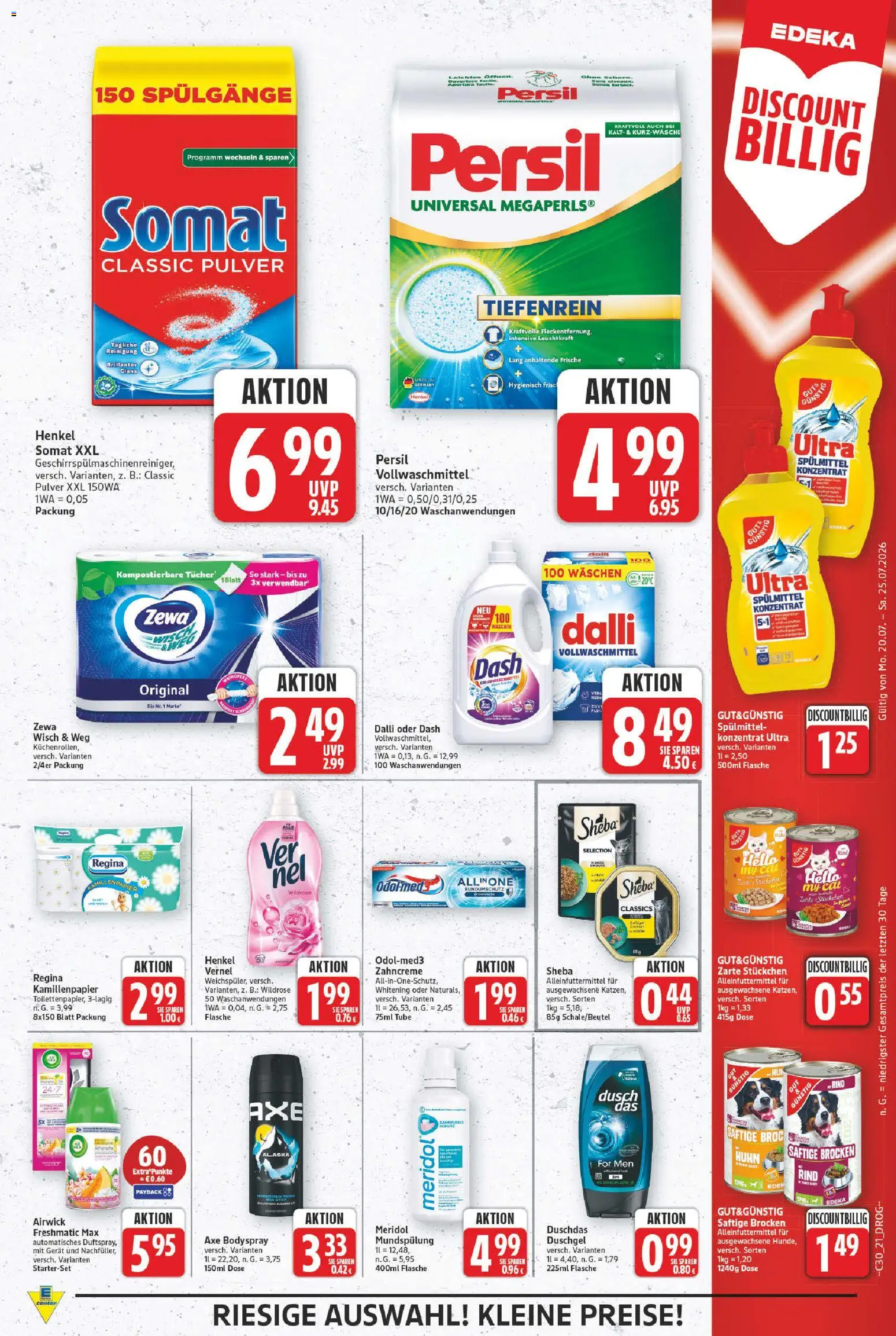E center Prospekt – gültig ab 20.07.2026 | Seite: 22 | Produkte: Sheba, Zewa, Duschgel, Duschdas