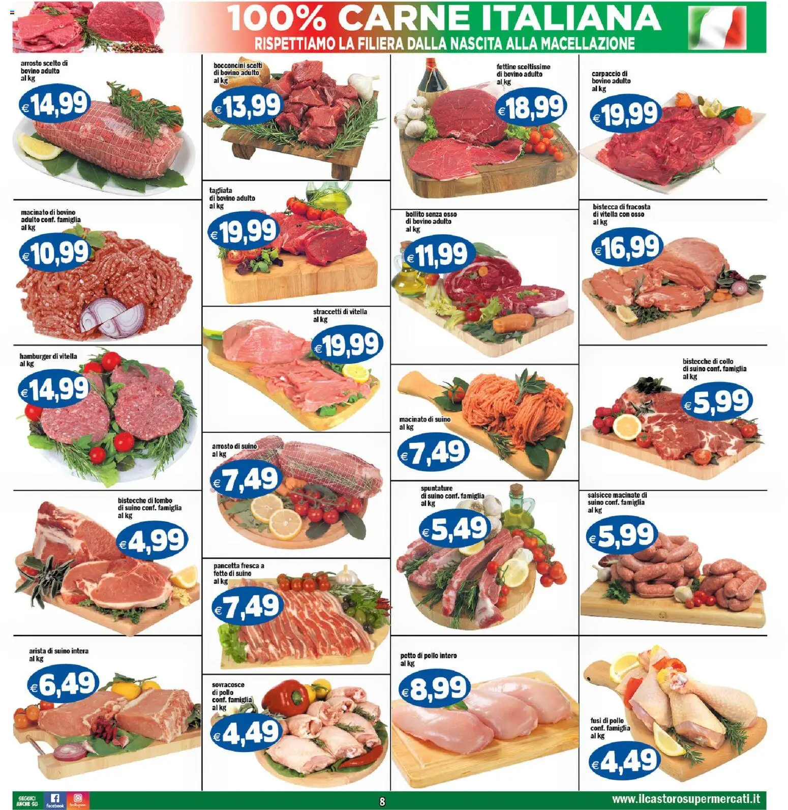 Volantino Il Castoro del 08.05.2026 | Pagina: 8 | Prodotti: Bovino, Pollo, Pancetta, Suino