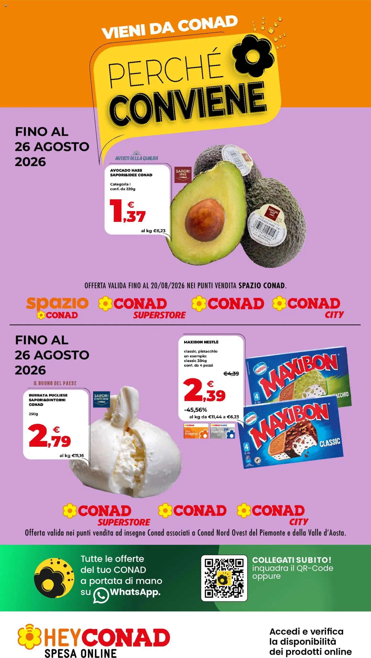 Volantino Conad del 13/08/2026 | Pagina: 1 | Prodotti: Pistacchio, Avocado, Burrata