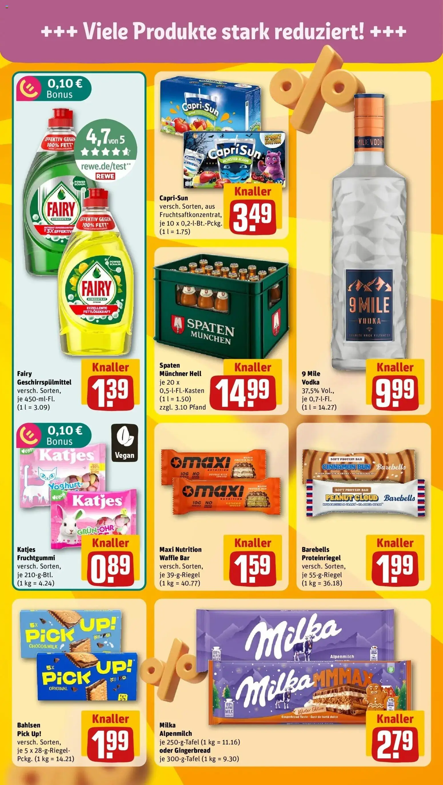 REWE Prospekt ab 19.10.2026 zum Blättern » Angebote | Seite: 7 | Produkte: Milka, Monster, Geschirrspülmittel, Vodka