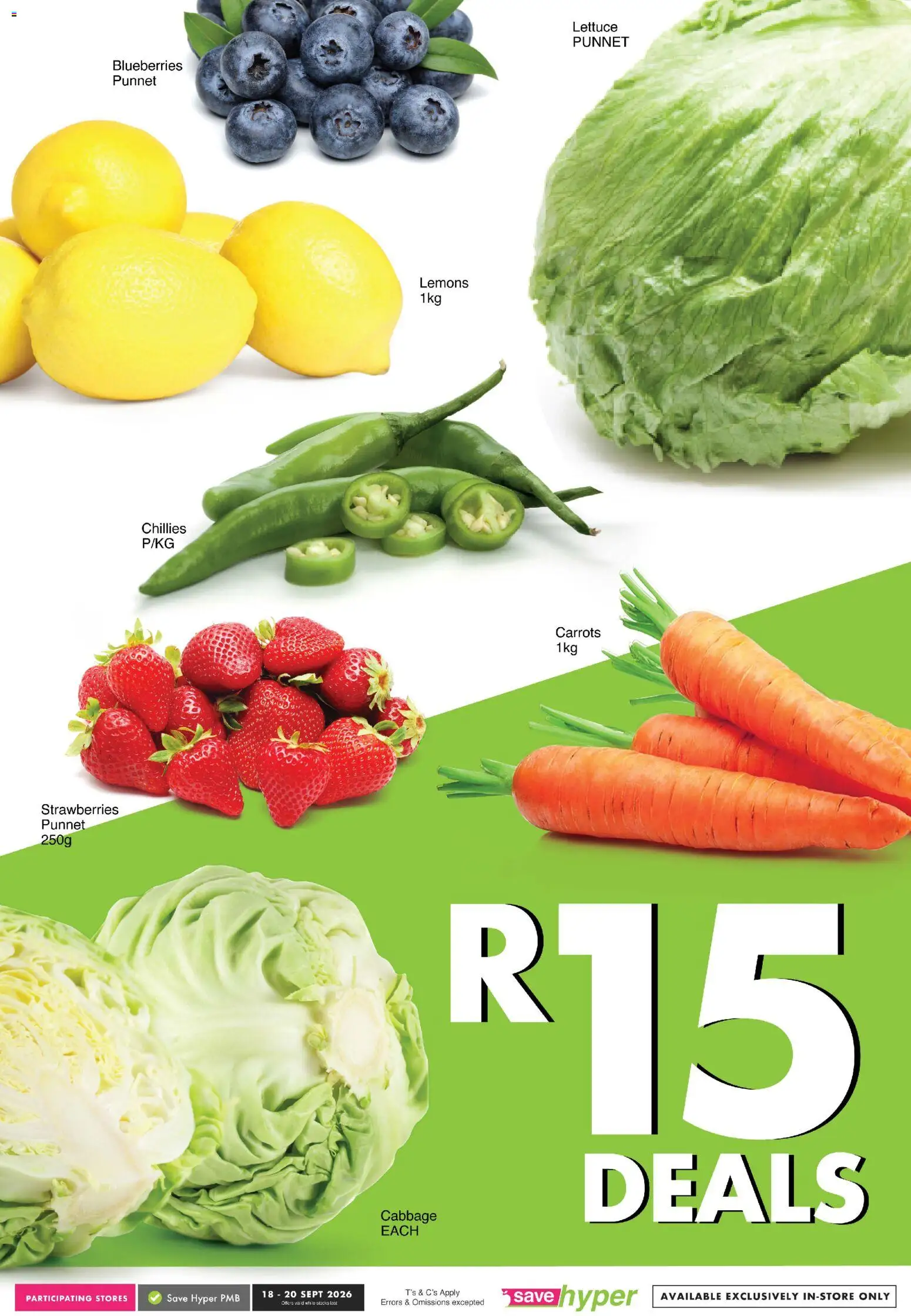 New Save catalogue – valid from 18/09/2026 | Page: 2 | Products: Blueberries, Lemons, Strawberries, Carrots