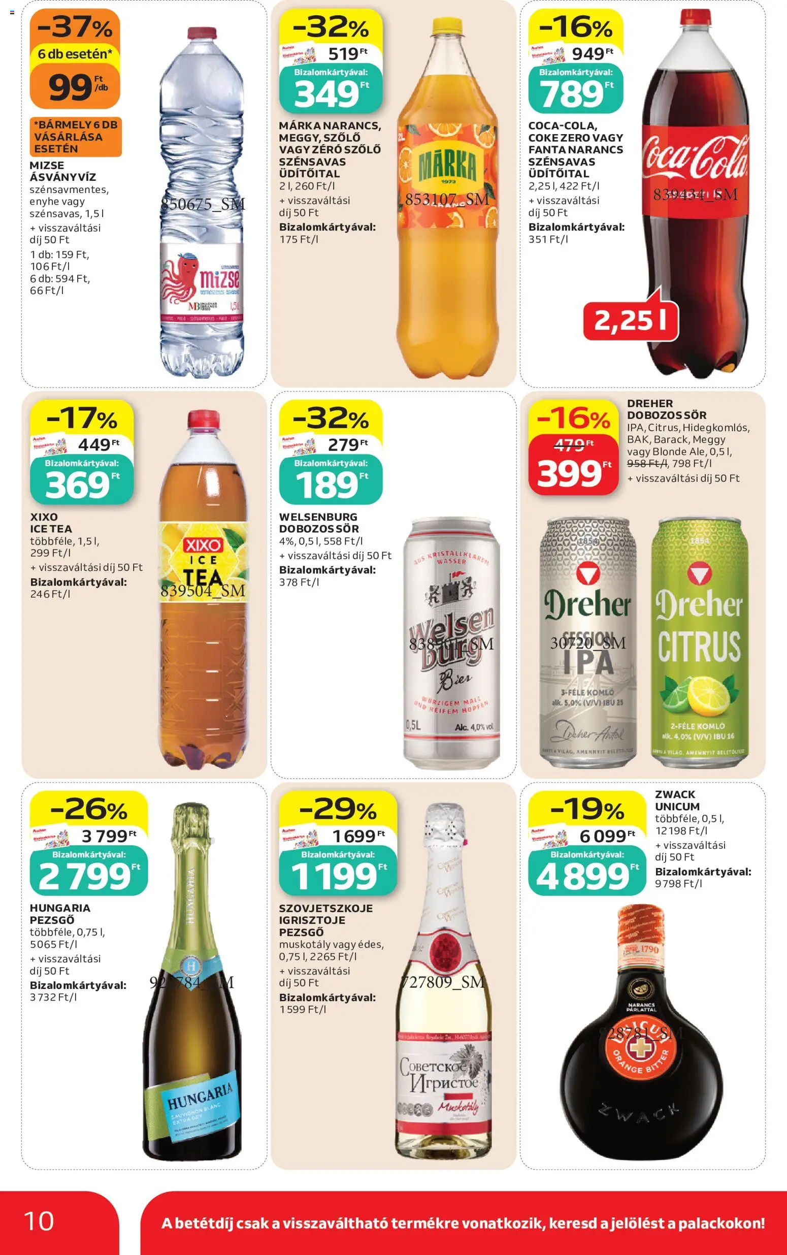 Auchan akciós ujság - amely érvényes a következő dátumtól: 18.06.2026 | Oldal: 10 | Termékek: Szőlő, Fanta, Ásványvíz, Narancs