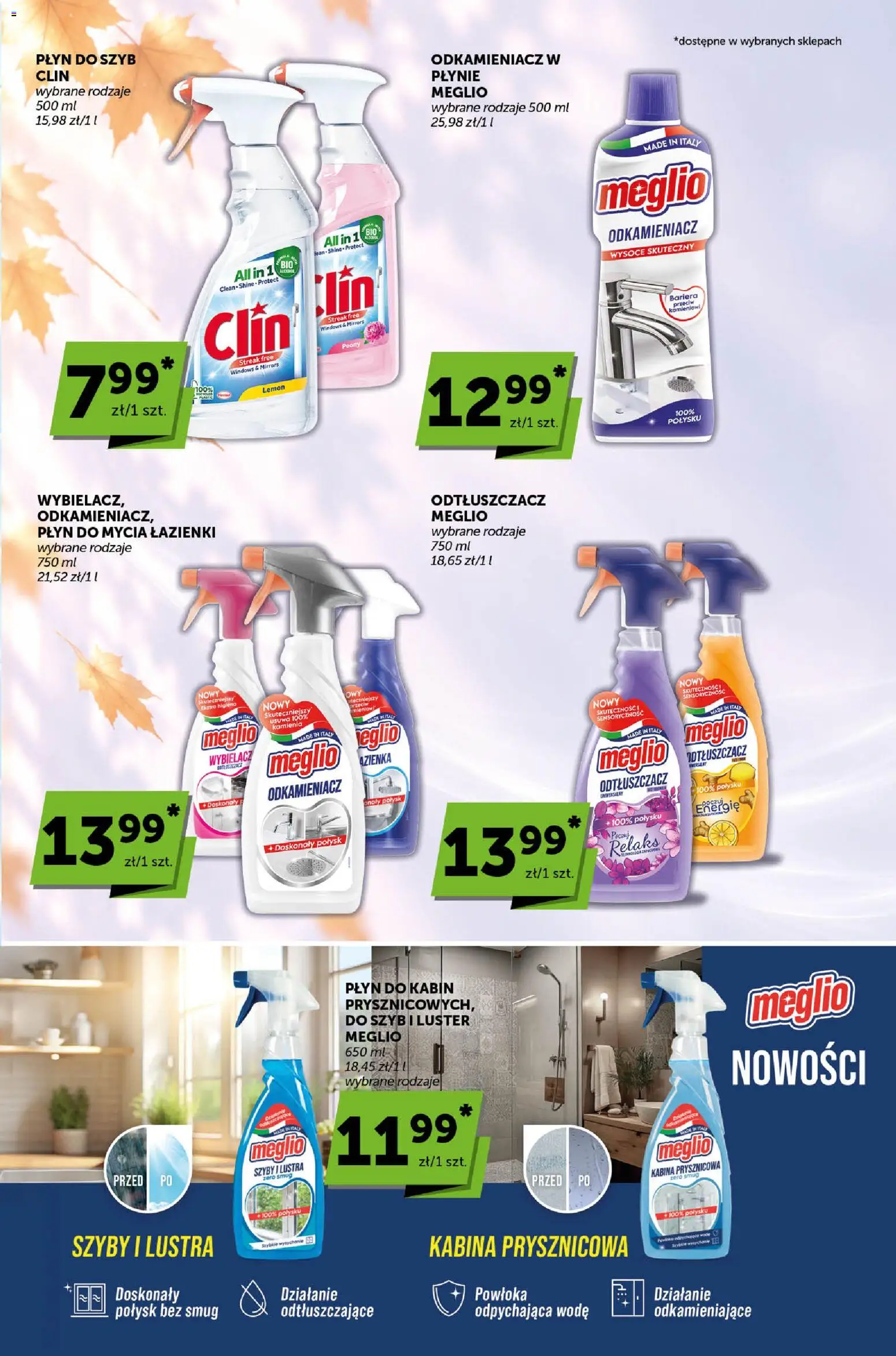 Groszek gazetka - Sprawdź, co więcej od 17.09.2026 | Strona: 16 | Produkty: Meglio, Płyn do szyb Clin, Odkamieniacz, Płyn do szyb