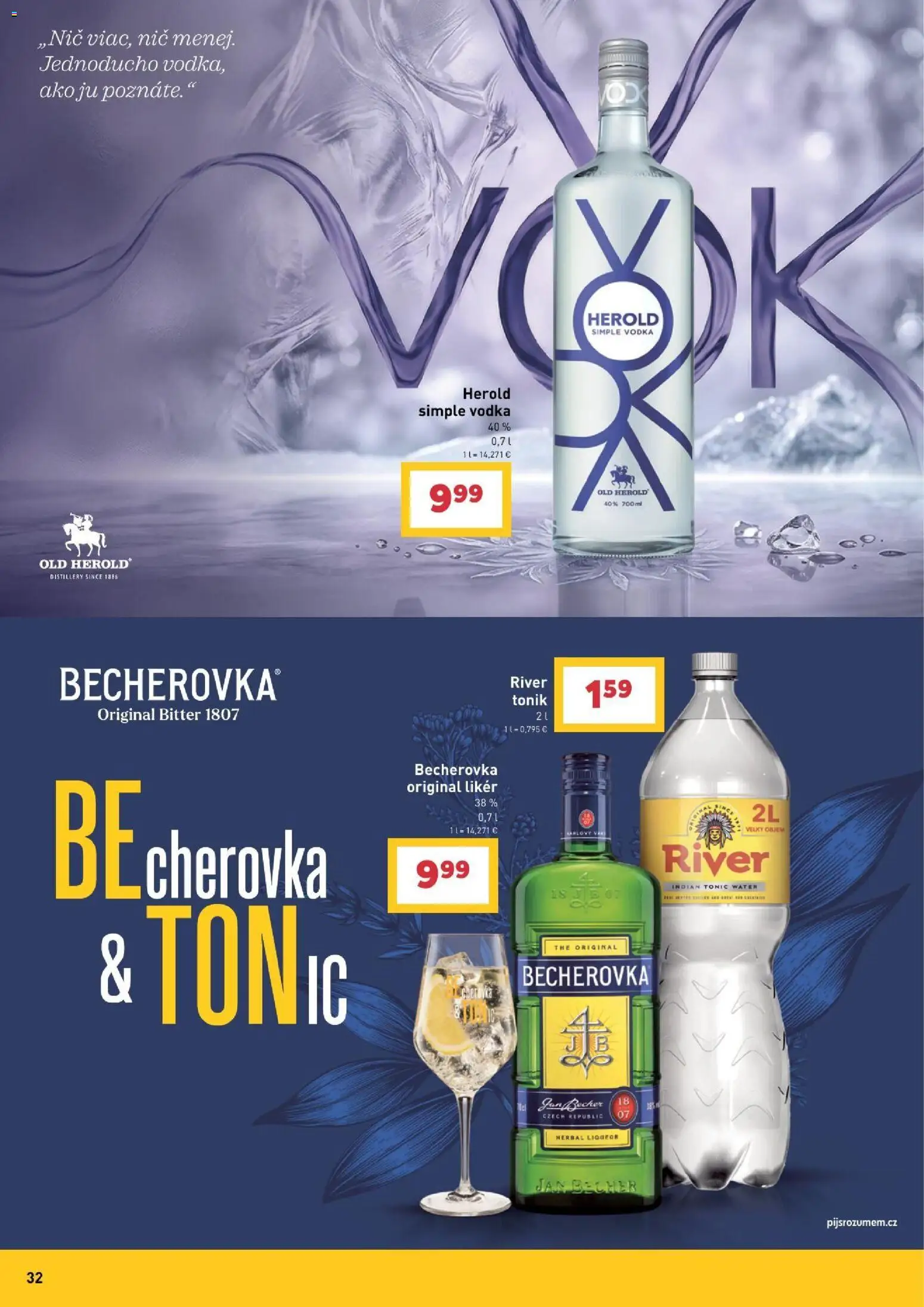 Nové Billa akcie – leták je platný od 30.09.2026 | Strana: 32 | Produkty: Becherovka, Tonic, Vodka