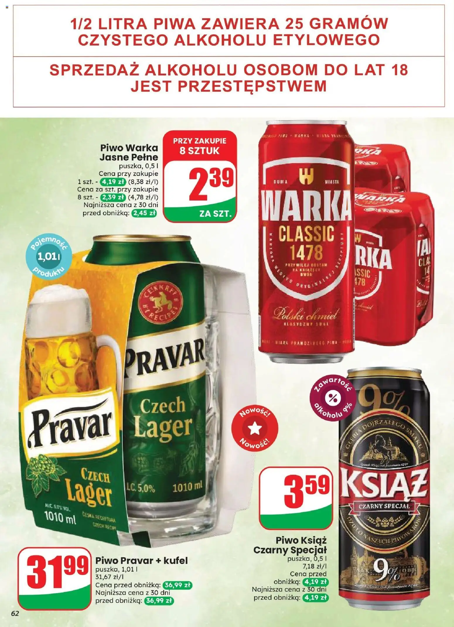 Dino gazetka od 12.08.2026 | Strona: 62 | Produkty: Warka, Piwo Warka, Piwo