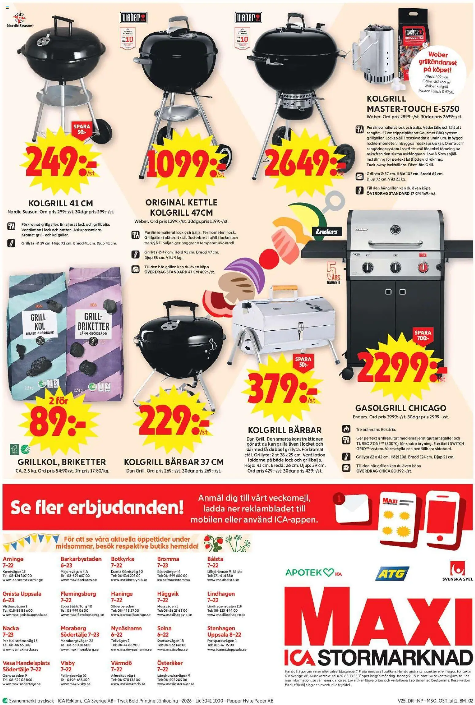 ICA Maxi reklamblad aktuell från 15.06.2026 | Sida: 21 | Produkter: Grill, Kolgrill, Galler, Papper