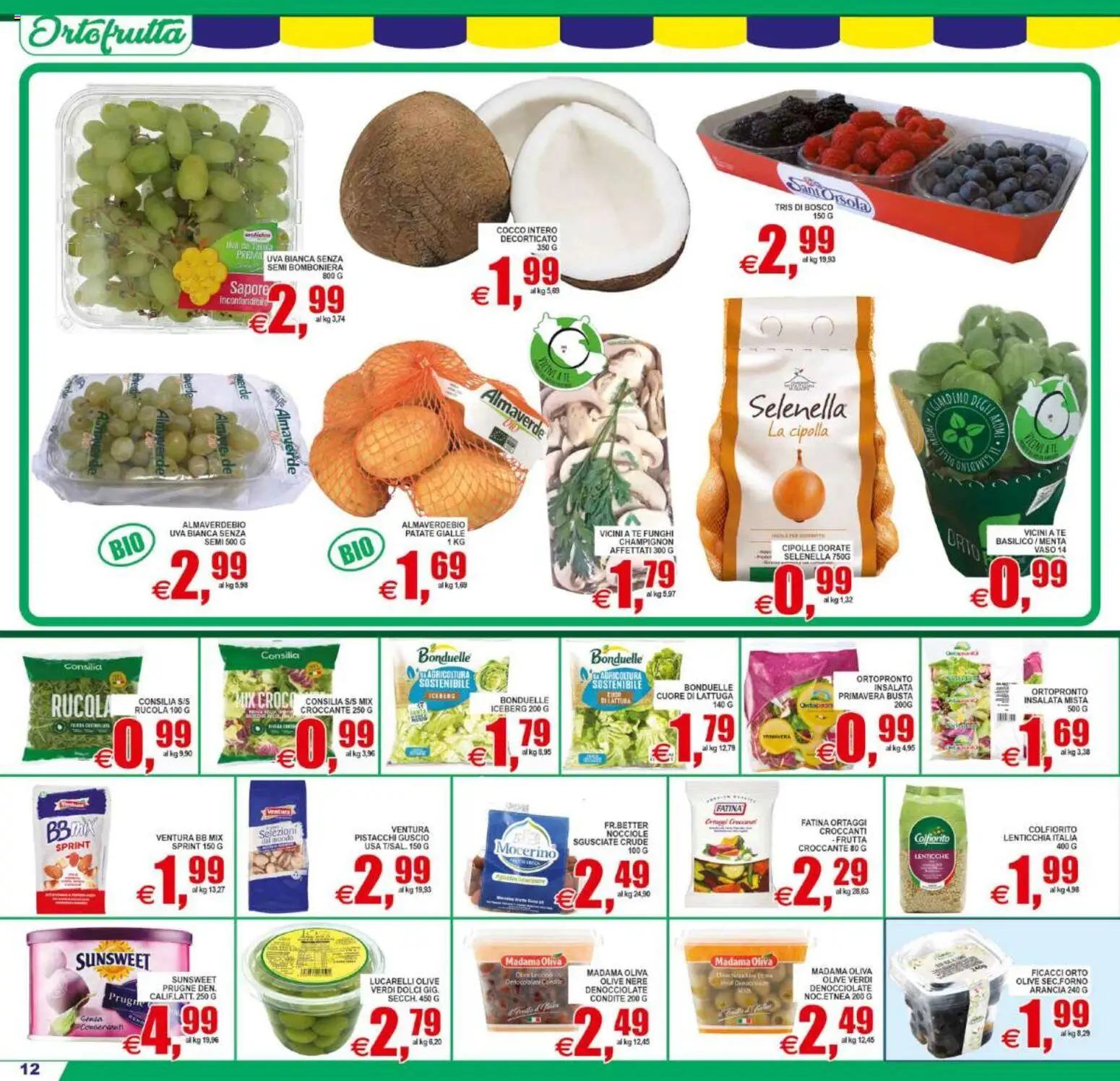 Volantino Pewex del 12/08/2026 | Pagina: 12 | Prodotti: Cipolle, Olive, Ortaggi, Cocco