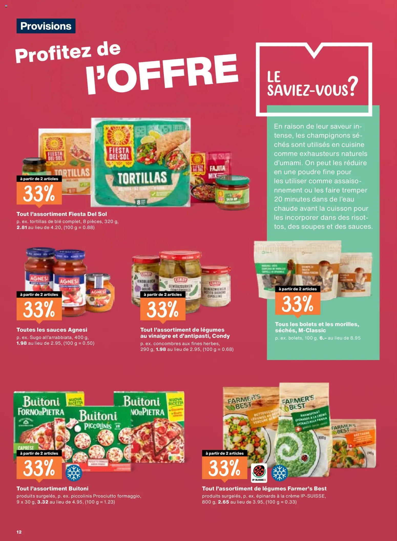 Migros aktionen FR – gültig ab 03.09.2026 | Seite: 12 | Produkte: Champignons, Pizza, Creme