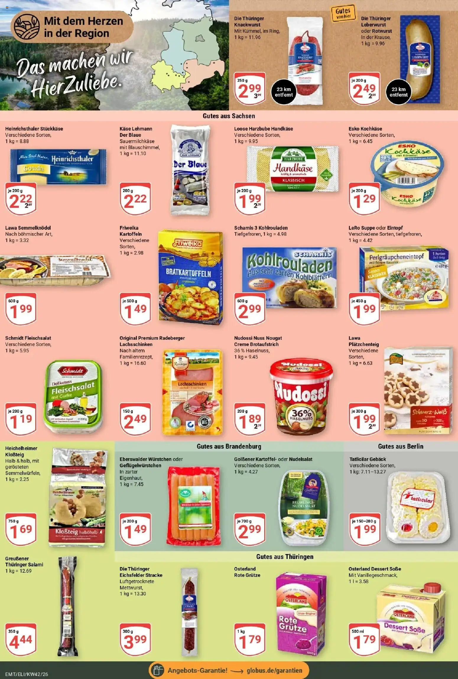 Globus Prospekt Erfurt-Linderbach (ab 12.10.2026) » Angebote online | Seite: 11 | Produkte: Käse, Creme, Soße, Salami