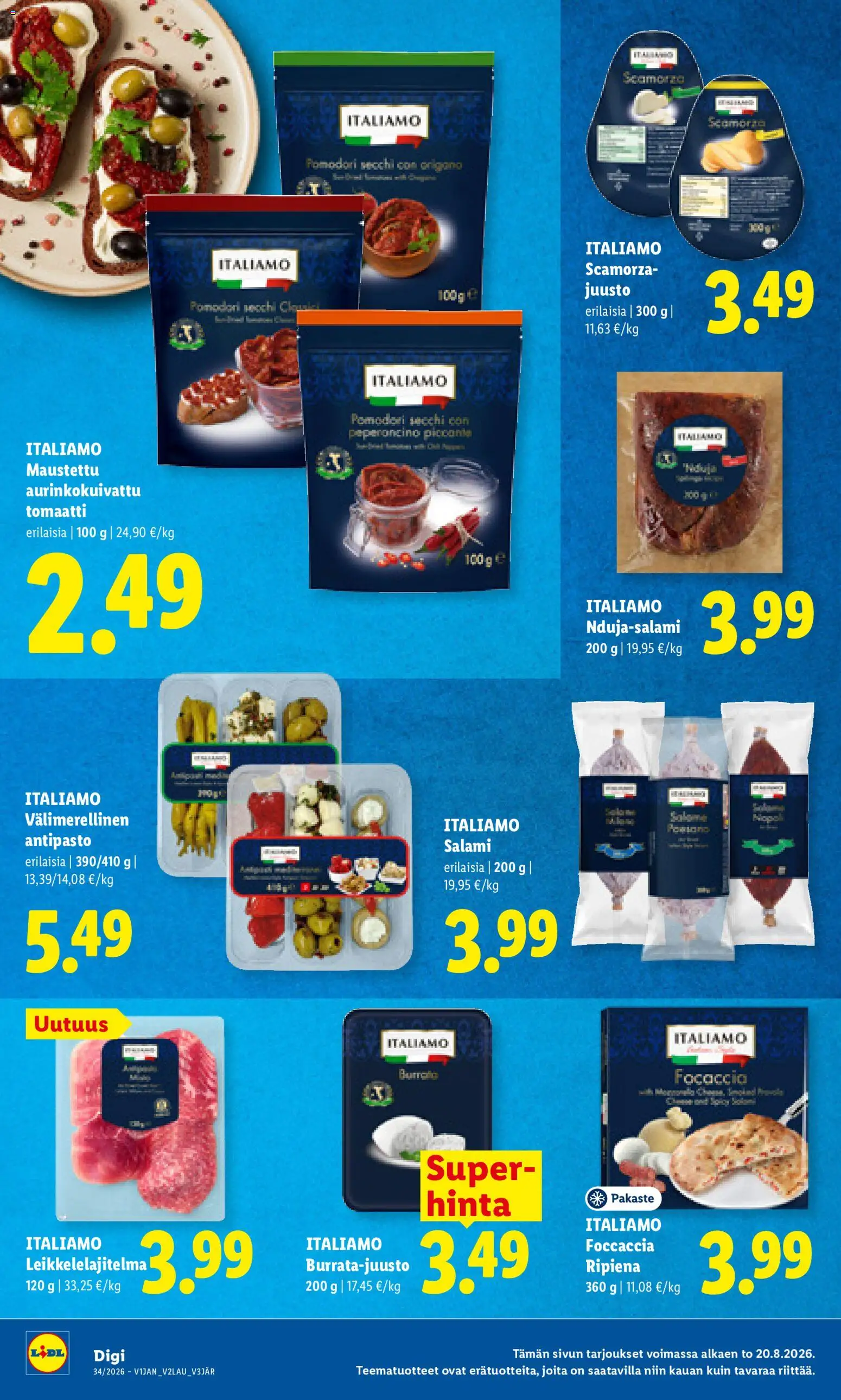 Lidl tarjoukset - Helsinki – voimassa 20/08/2026 alkaen | Sivu: 10 | Tuotteet: Oregano, Juusto, Salami
