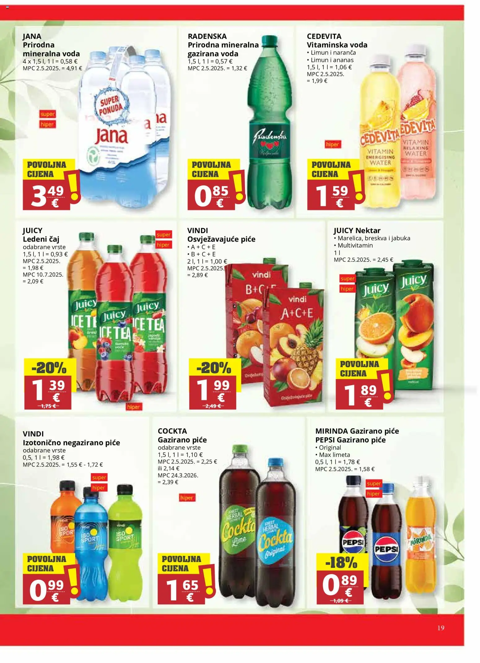 Ribola katalog | vrijedi od 21.10.2026 | Stranica: 19 | Proizvodi: Mineralna voda, Radenska, Čaj, Cedevita