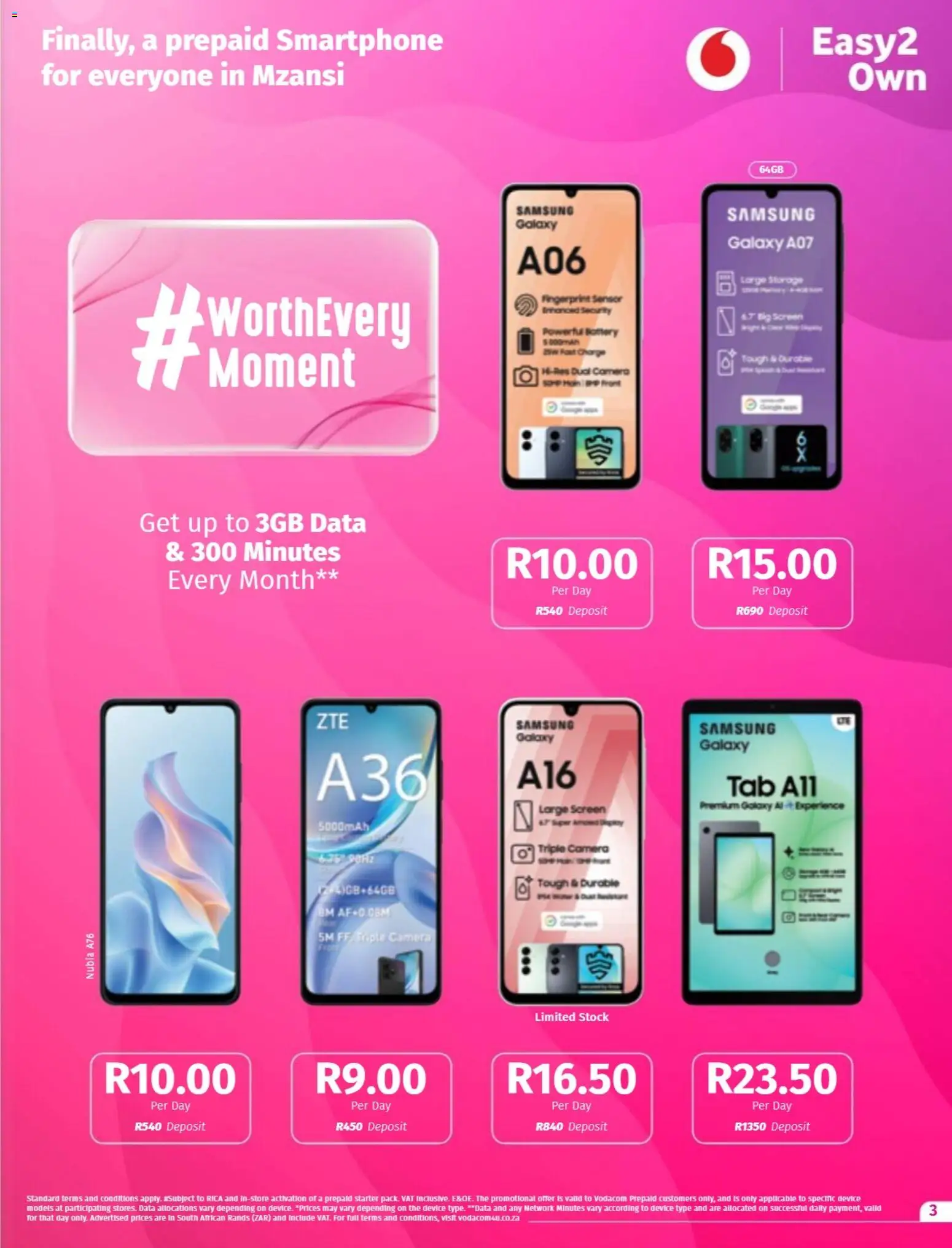 New Vodacom catalogue – valid from 08/09/2026 | Page: 3 | Products: Data, Smartphone, Camera, Stock