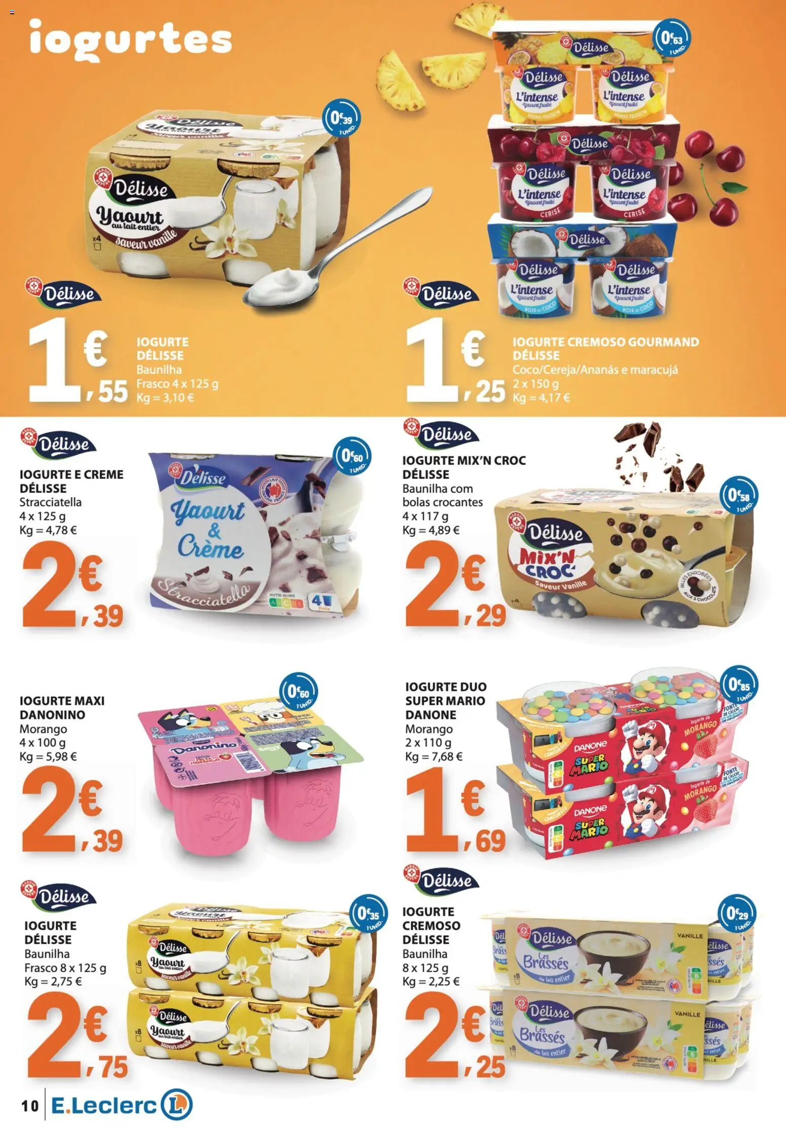 E.Leclerc folheto Bebidas, Gelados e Iogurtes │ válido de 16.06.2026 | Página: 10 | Produtos: Iogurtes, Cálcio, Iogurte, Creme