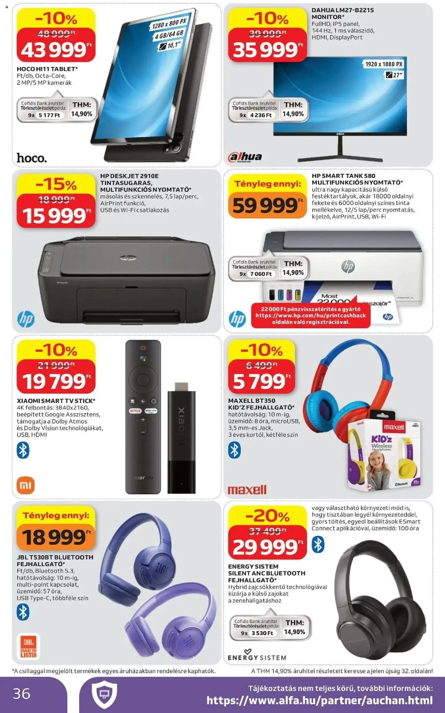 Auchan akciós ujság - amely érvényes a következő dátumtól: 09.04.2026 | Oldal: 36 | Termékek: USB, Xiaomi, Óra