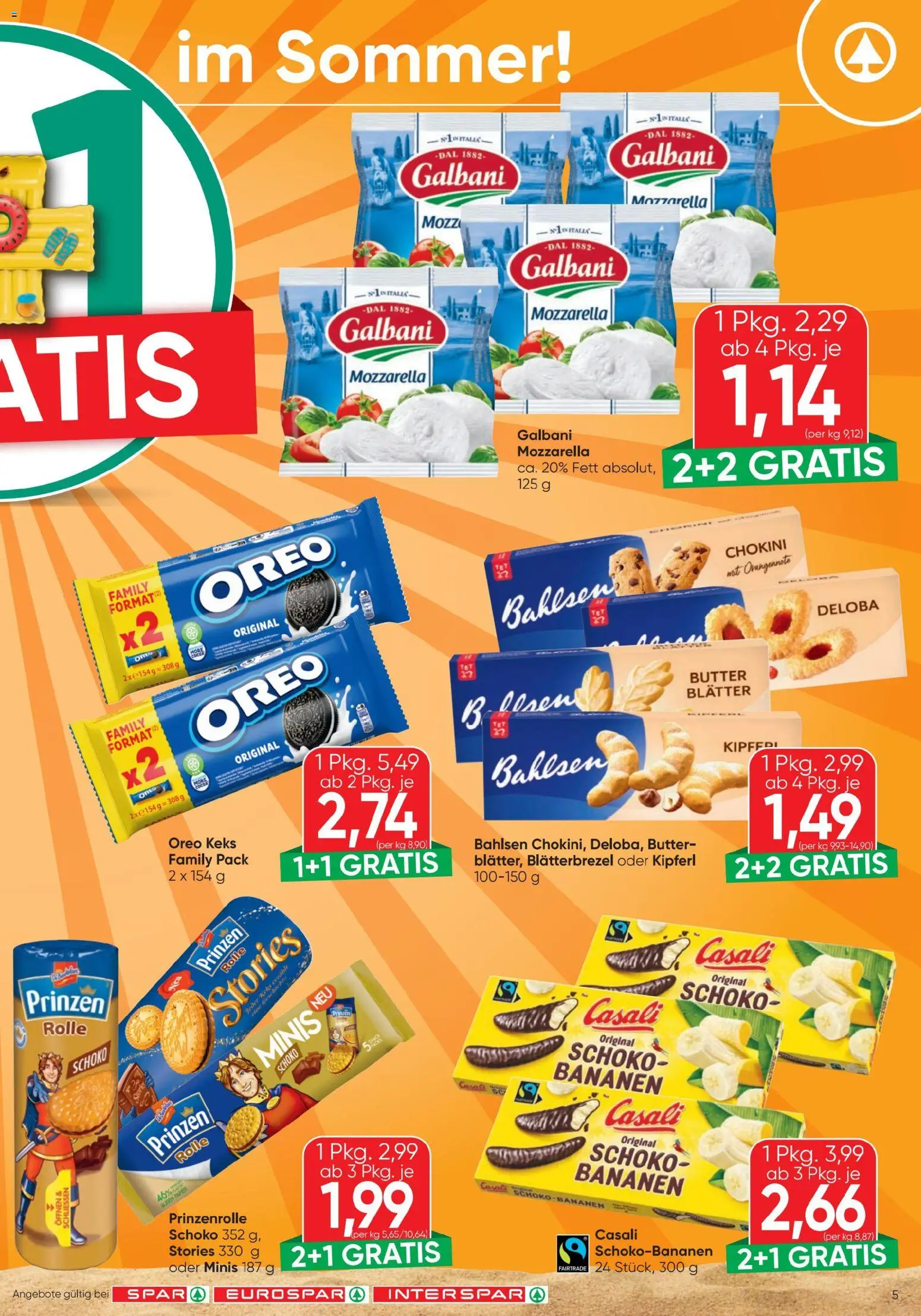 Spar - Flugblatt gültig ab 13.08.2026 | Seite: 5 | Produkte: Butter, Bananen