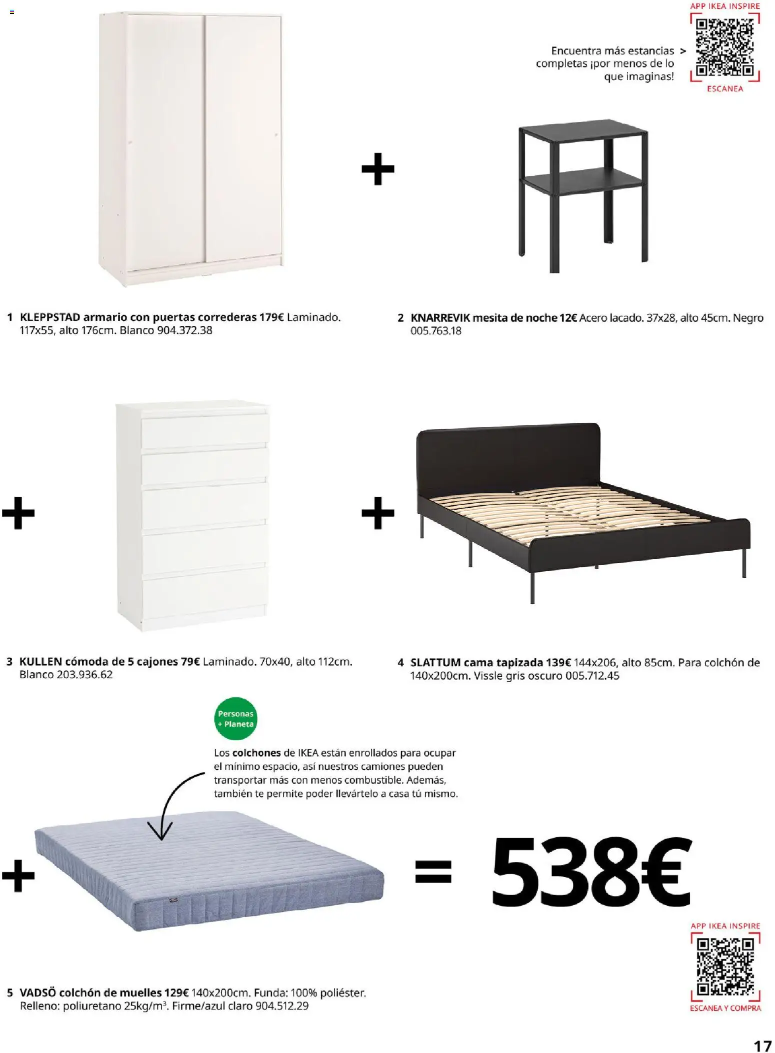 Catálogo IKEA Dormitorios │ válido desde el 01/02/2026 | Página: 17 | Productos: Té, Colchon, Cama, Armario