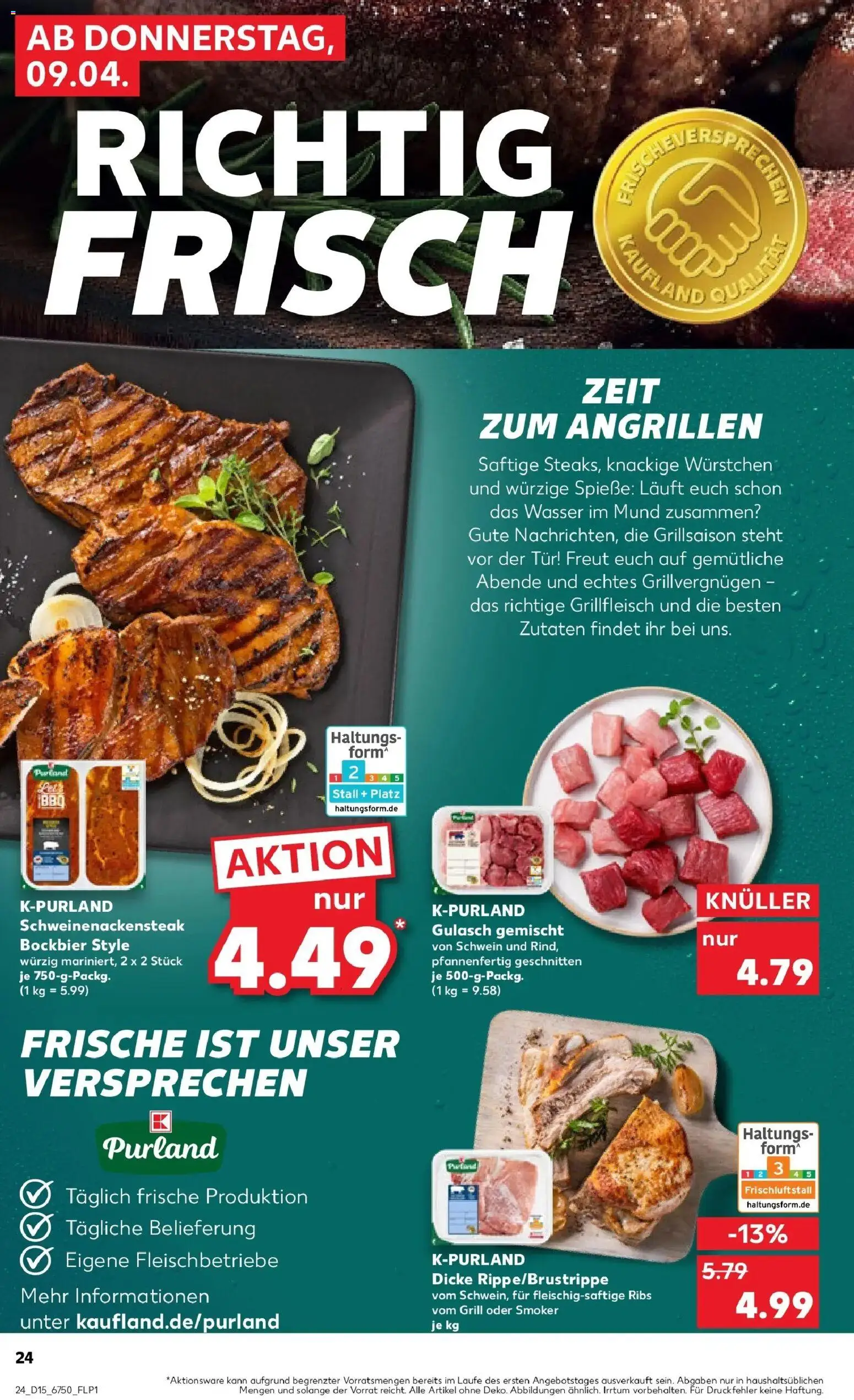 Kaufland Prospekt Lutherstadt Wittenberg	 – gültig ab 08.04.2026 | Seite: 24 | Produkte: Grill, Tür, Gulasch, Steak