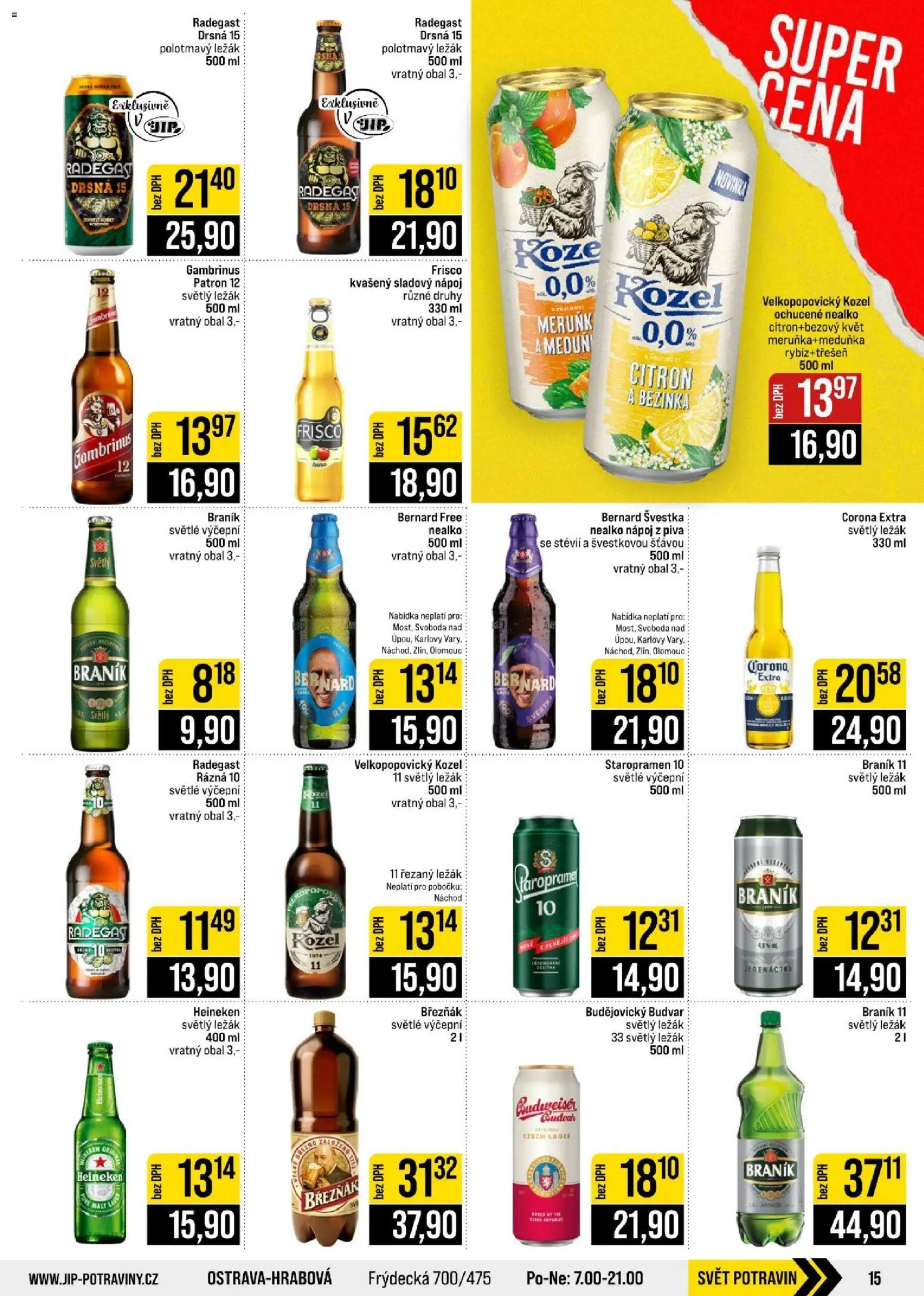 Jip leták - Cash & Carry od 14.10.2026 | Strana: 15 | Produkty: Budvar, Bernard švestka, Frisco, Braník 11
