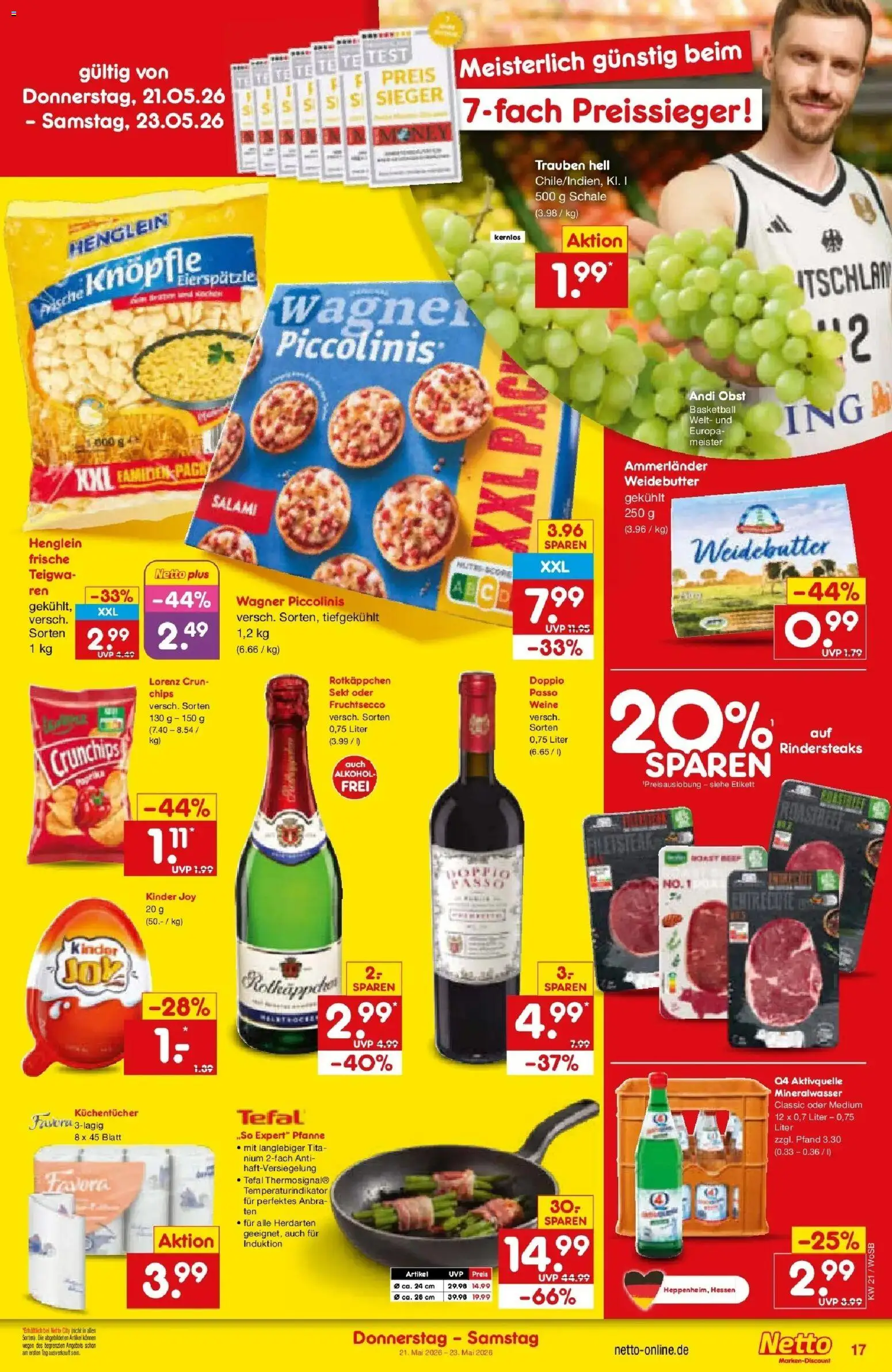 Netto Marken-Discount Prospekt Mannheim	 – gültig ab 17.05.2026 | Seite: 19 | Produkte: Butter, Basketball, Piccolinis, Rotkäppchen