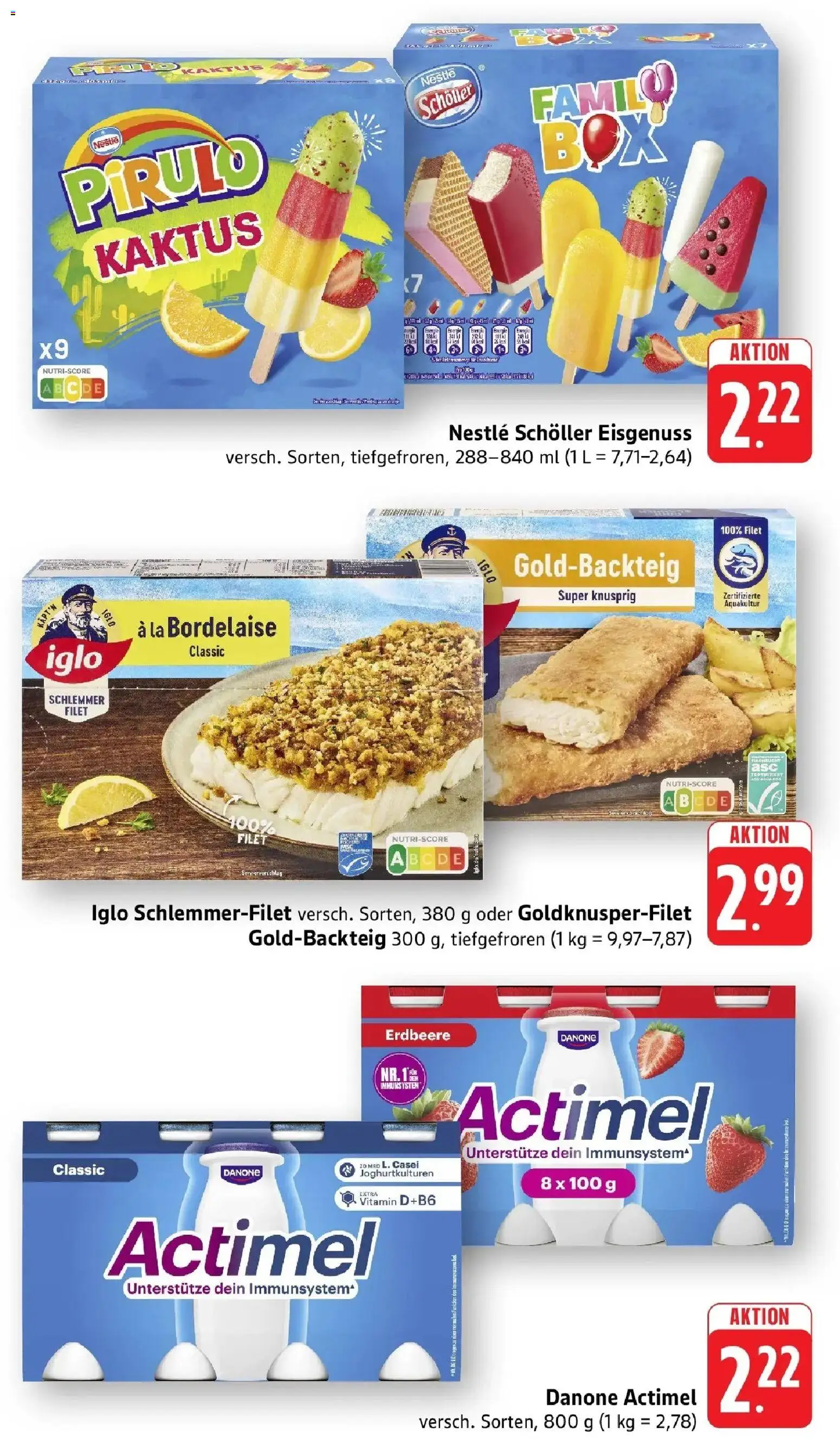 nah & gut Prospekt Birkendorf – gültig ab 31.08.2026 | Seite: 4 | Produkte: Actimel, Iglo, Iglo schlemmerfilet