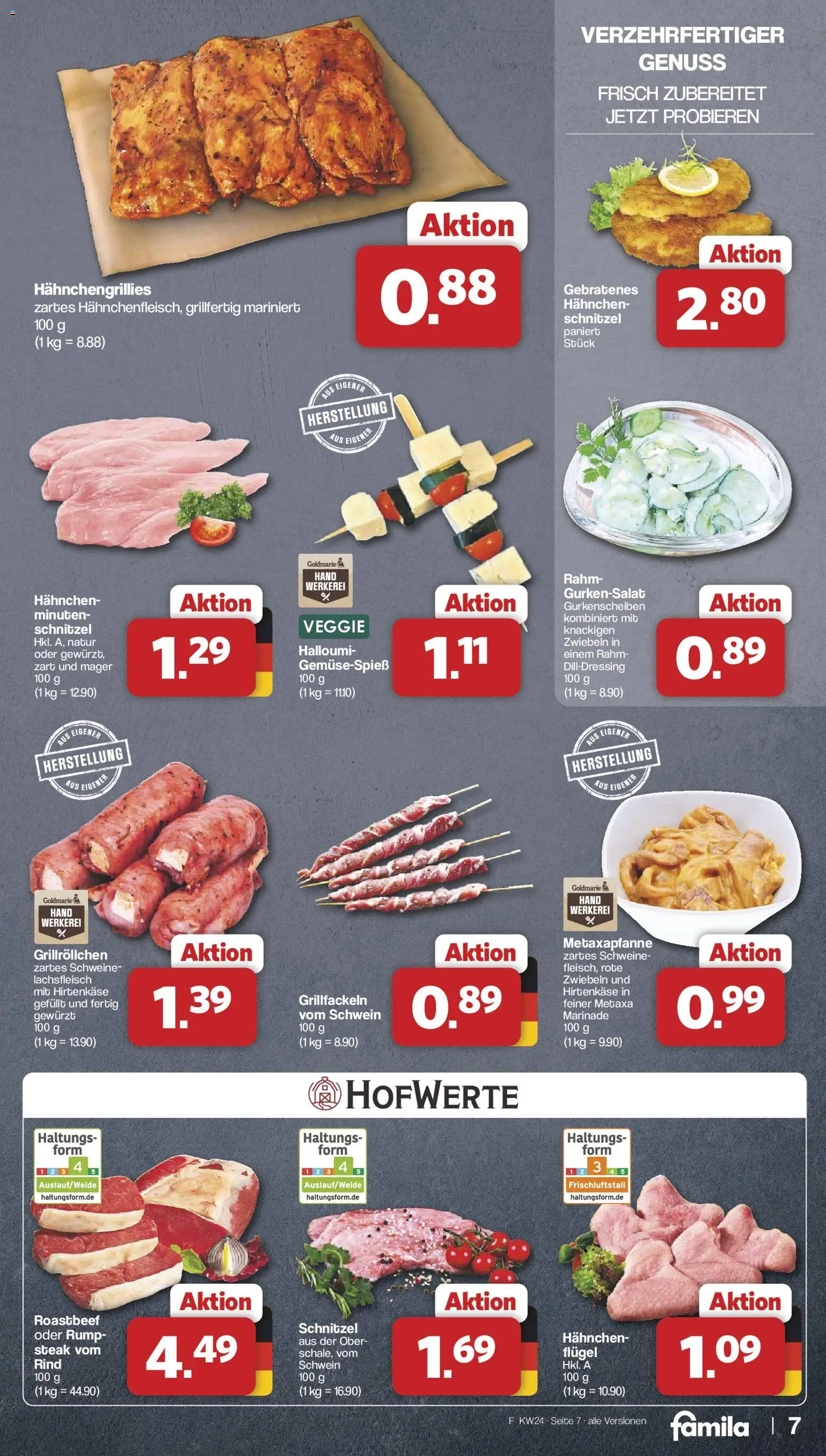 Famila Nordwest Prospekt – gültig ab 08.06.2026 | Seite: 7 | Produkte: Hahnchen, Roastbeef, Zwiebeln, Steak