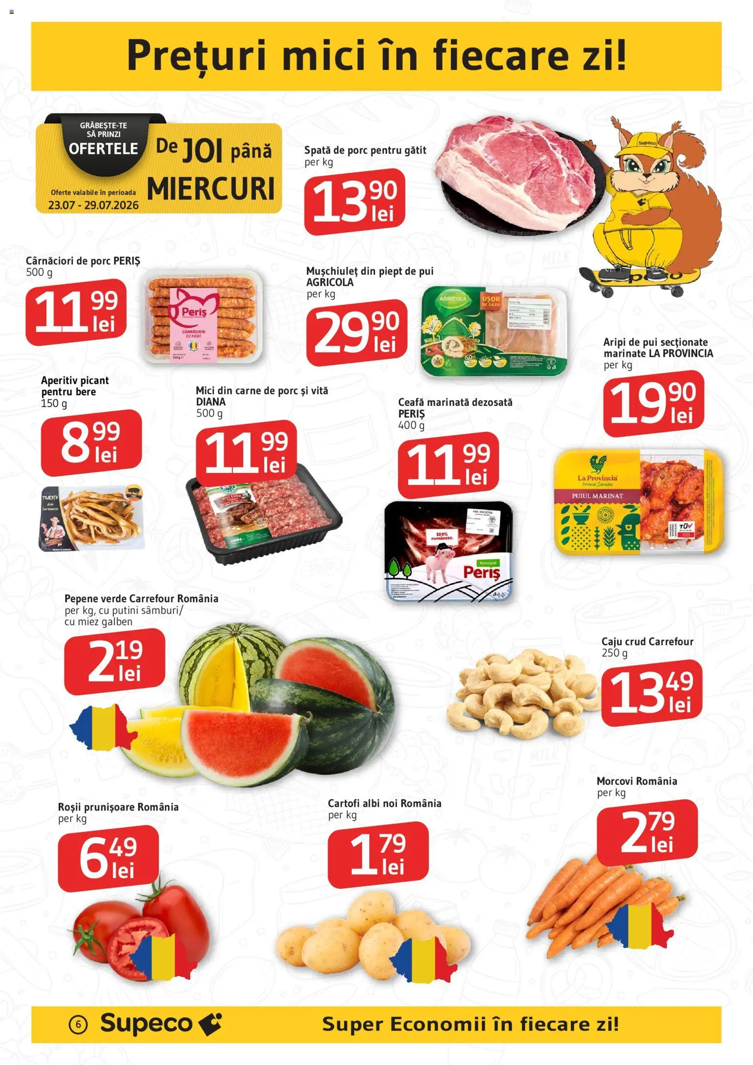 Noul catalog Supeco – valabil de la 23.07.2026 | Pagină: 6 | Produse: Pepene Verde, Spata de porc, Bere, Roșii