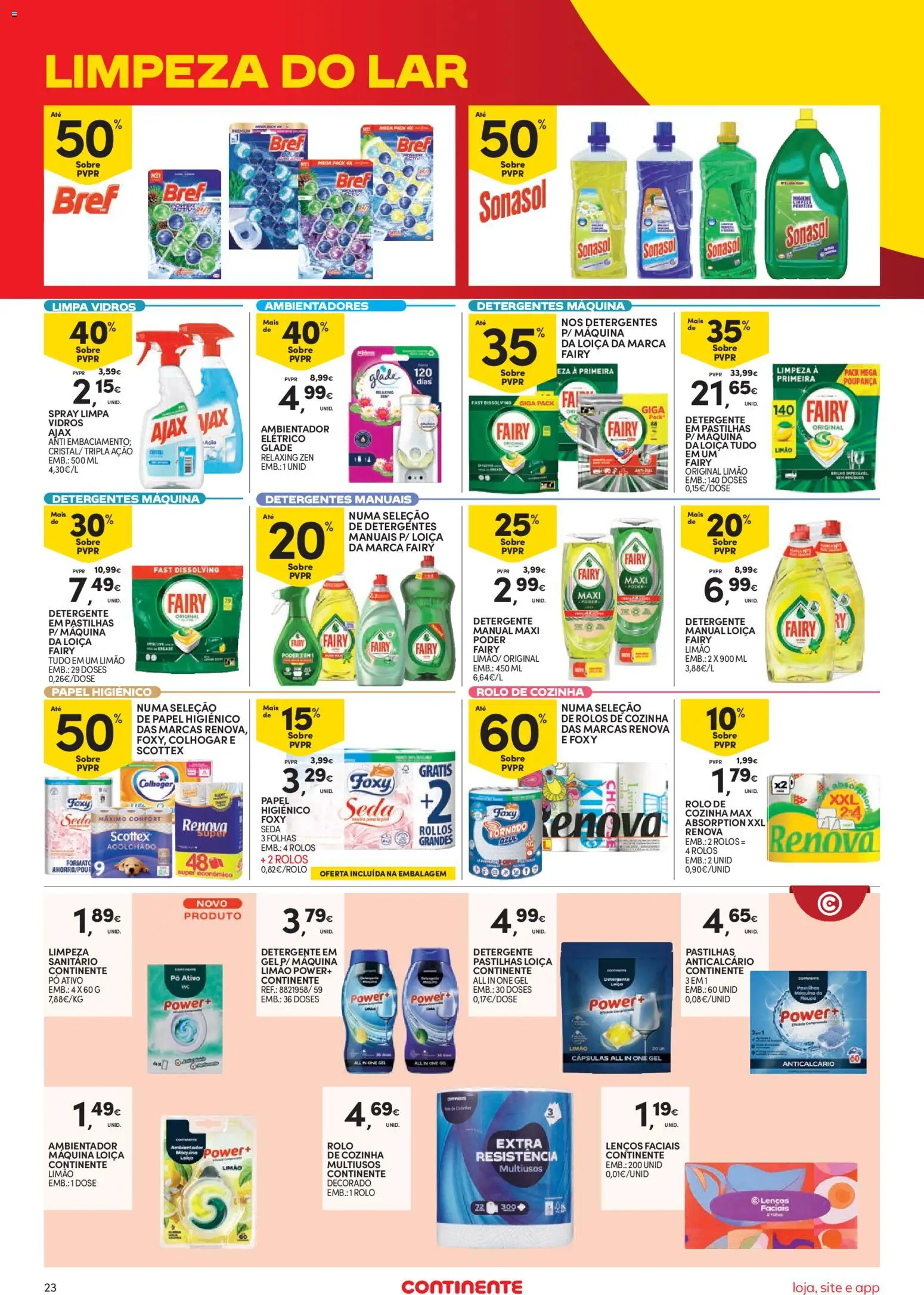 Continente folheto Bom Dia │ válido de 13/10/2026 | Página: 23 | Produtos: Papel higiénico, Anticalcário, Detergente, Cápsulas