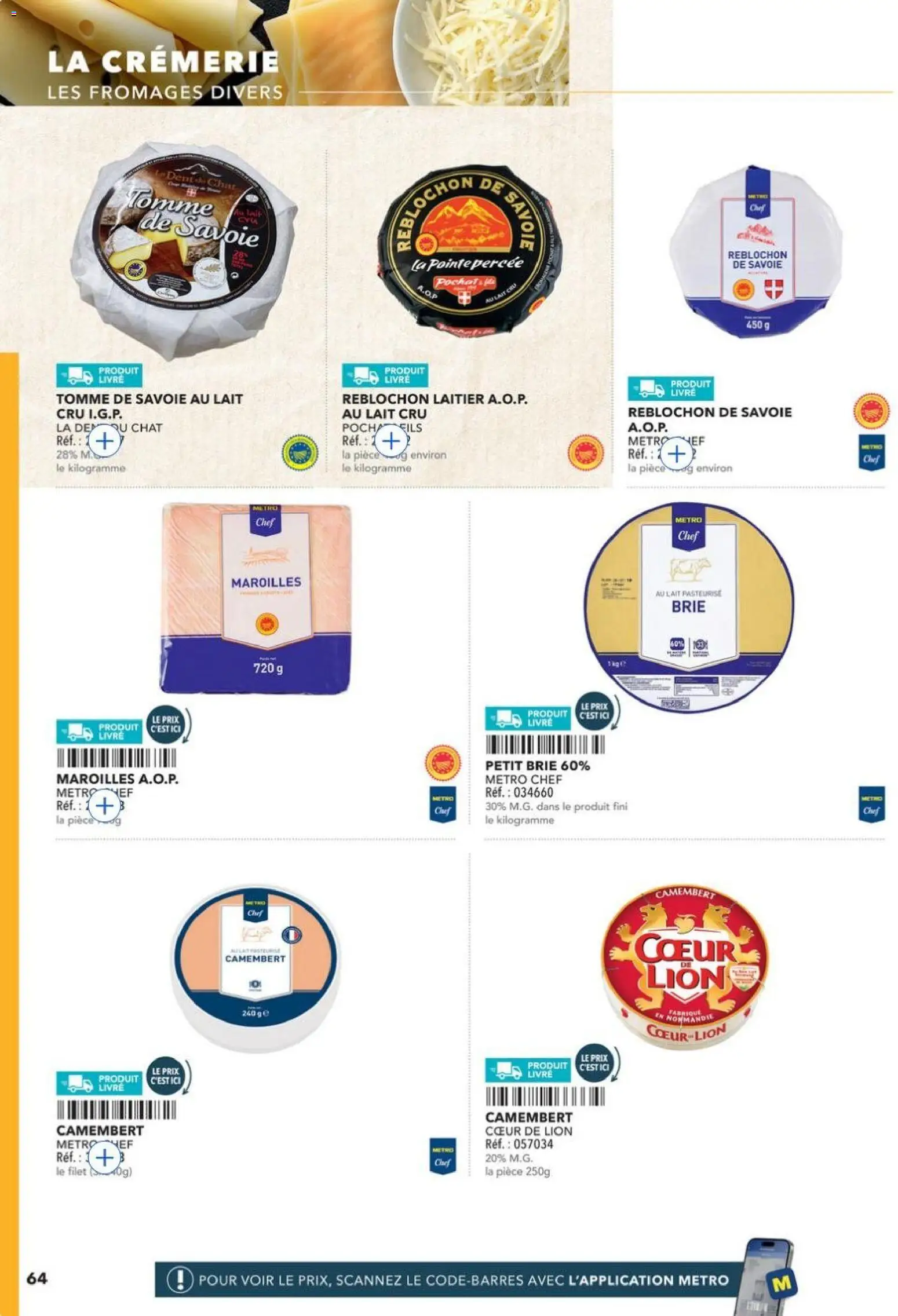 {H1} | Page: 64 | Produits: Lait, Livre, Brie, Camembert