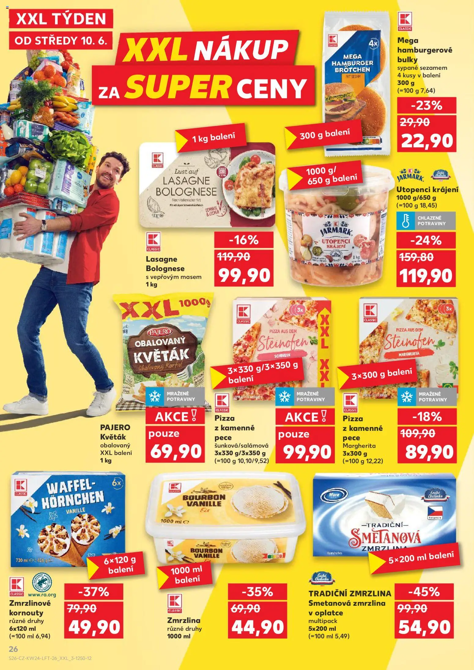 Kaufland leták od 10.06.2026 | Strana: 26 | Produkty: Hamburger, Bourbon, Utopenci, Potraviny