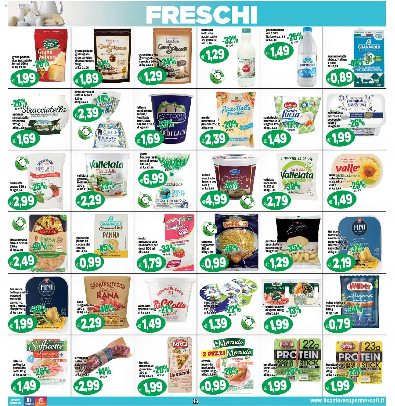Volantino Il Castoro del 23/09/2026 | Pagina: 13 | Prodotti: Suino, Salsiccia, Stracciatella, Guanciale