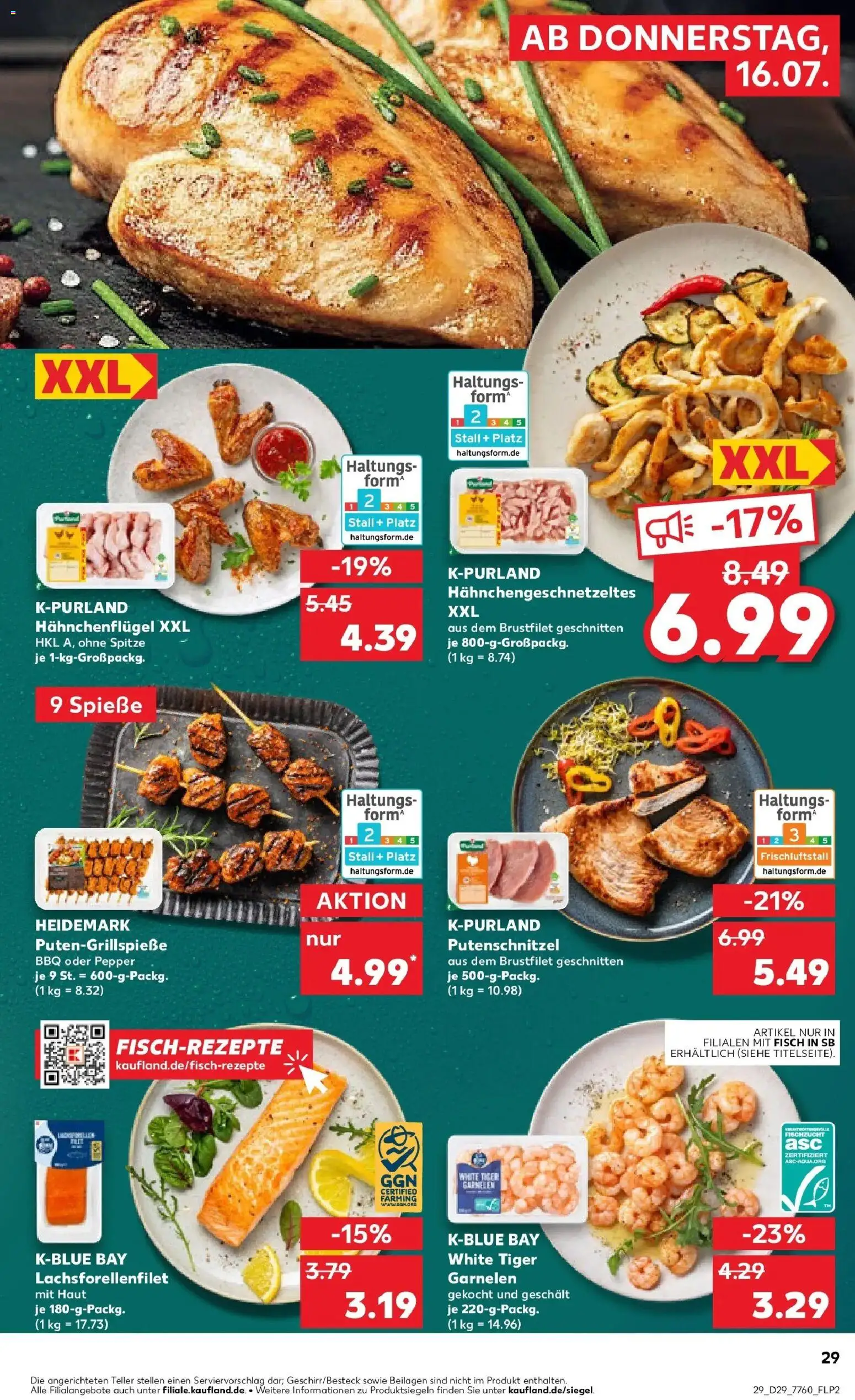 Kaufland Prospekt Vöhringen – gültig ab 13.07.2026 | Seite: 38 | Produkte: Garnelen, Fisch, Putenschnitzel, Tiger garnelen