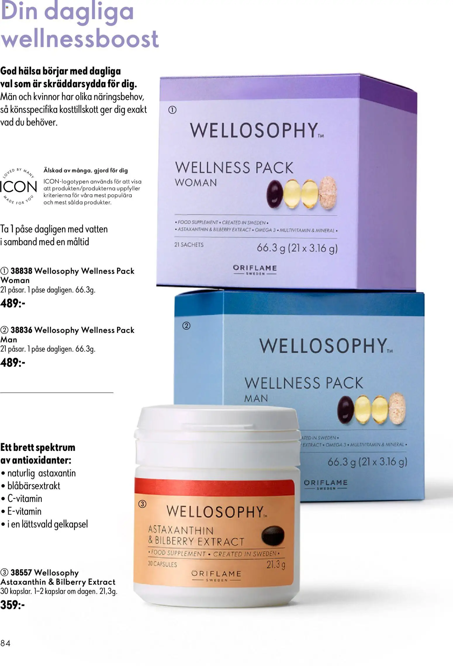 Oriflame reklamblad aktuell från 16/09/2026 | Sida: 84 | Produkter: Kapslar, Vatten, Omega