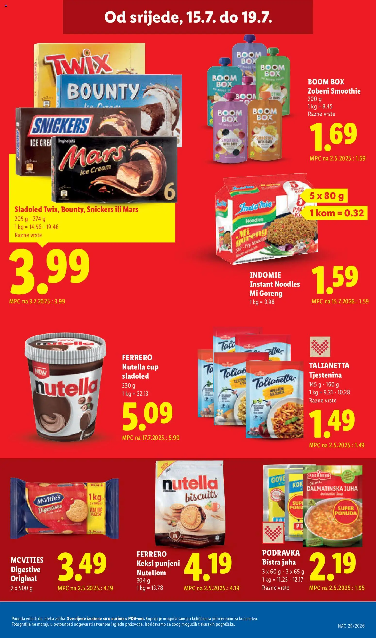 Lidl katalog | vrijedi od 13.07.2026 | Stranica: 65 | Proizvodi: Nutella, Tjestenina, Smoothie, Pasta